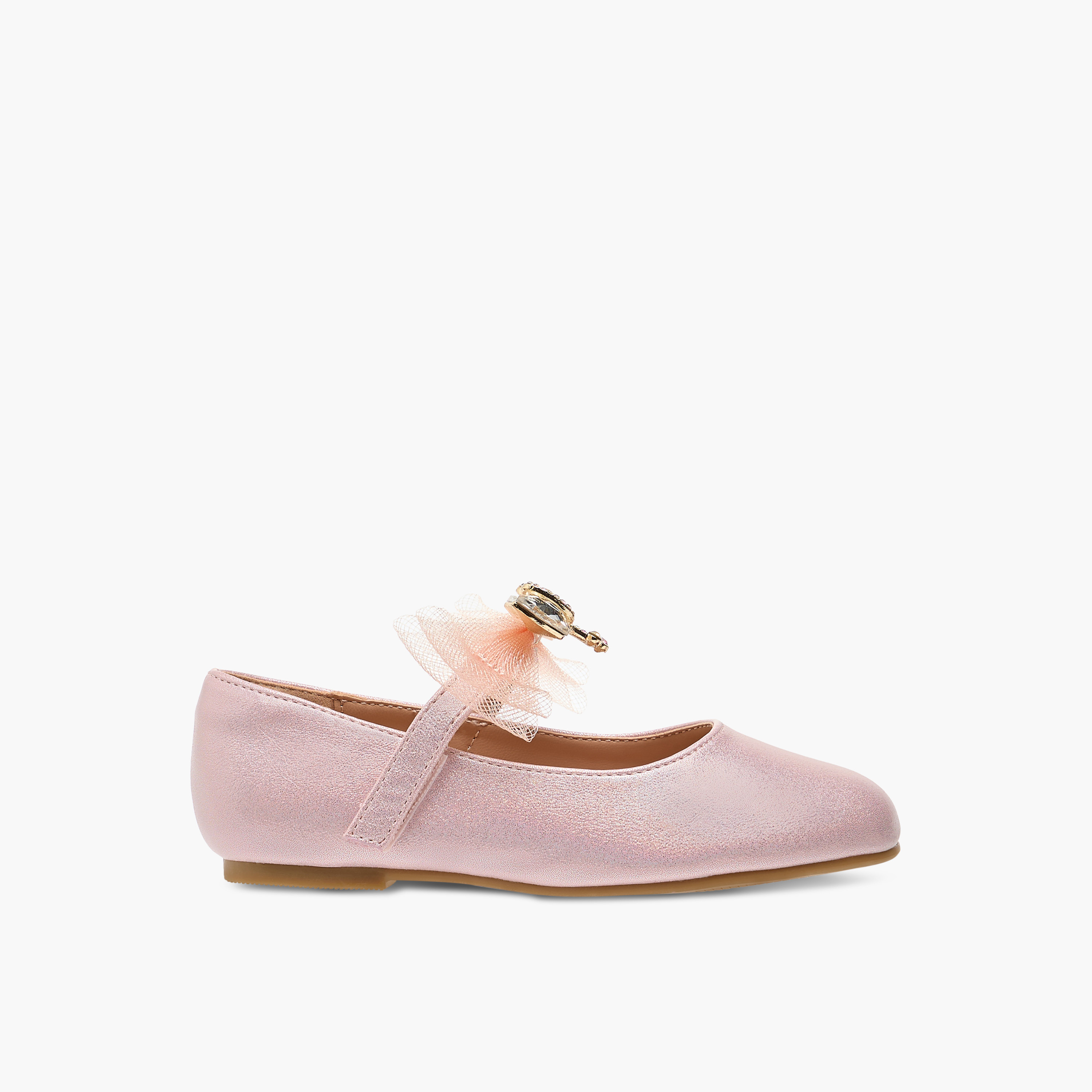 Juniors Bow Accent Ballerina Shoes with Hook and Loop Closure-girls-shoes-maryjanes-image-3