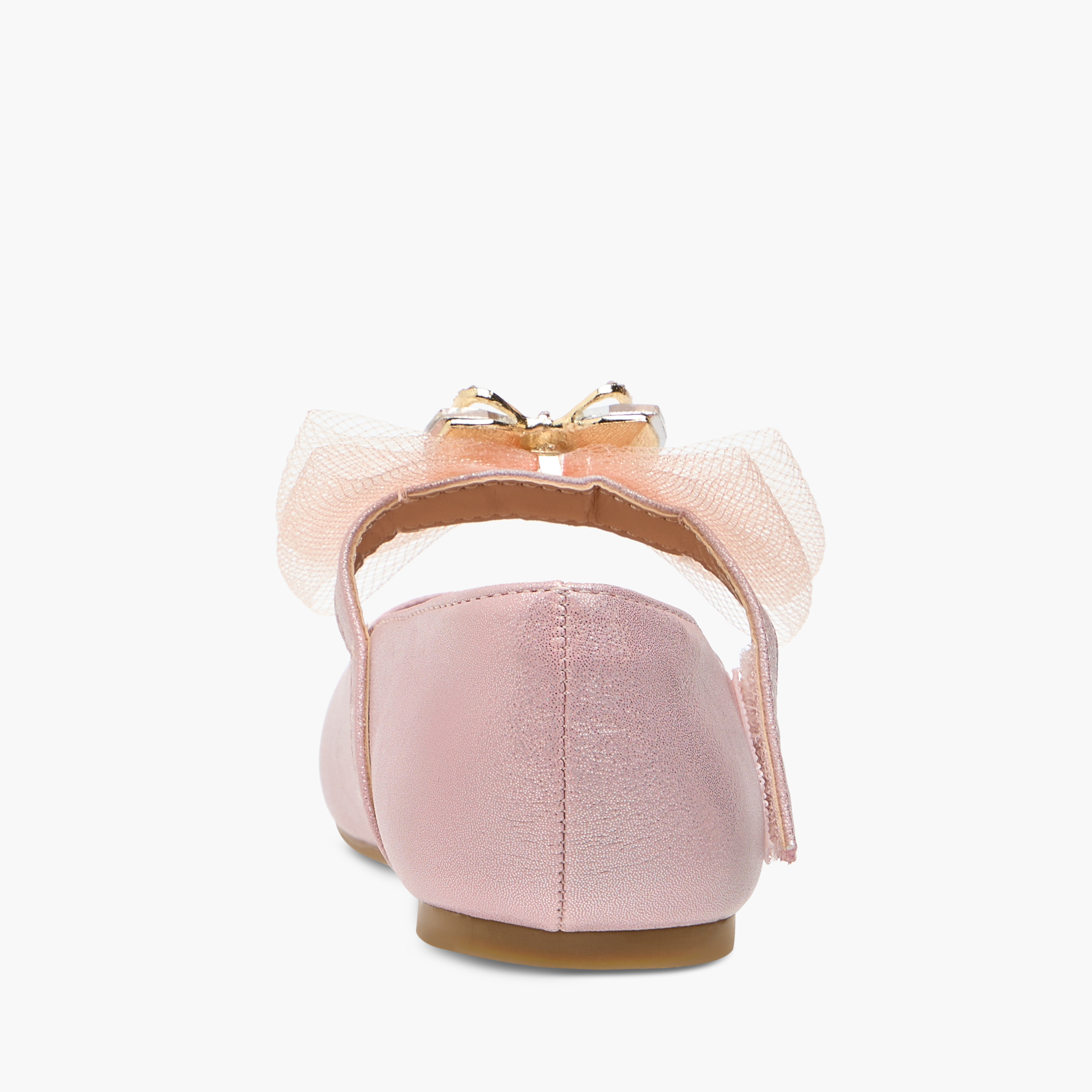 Juniors Bow Embellished Ballerina Shoes with Hook and Loop Closure-girls-shoes-maryjanes-image-12