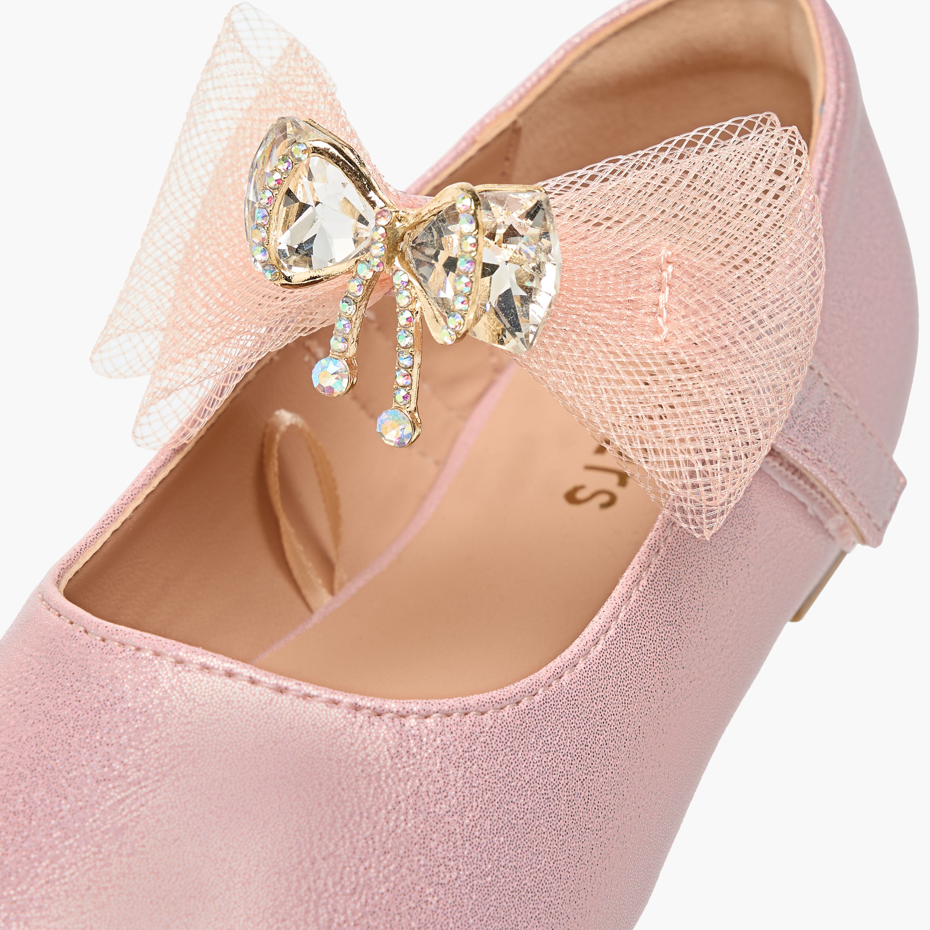 Juniors Bow Embellished Ballerina Shoes with Hook and Loop Closure-girls-shoes-maryjanes-image-11