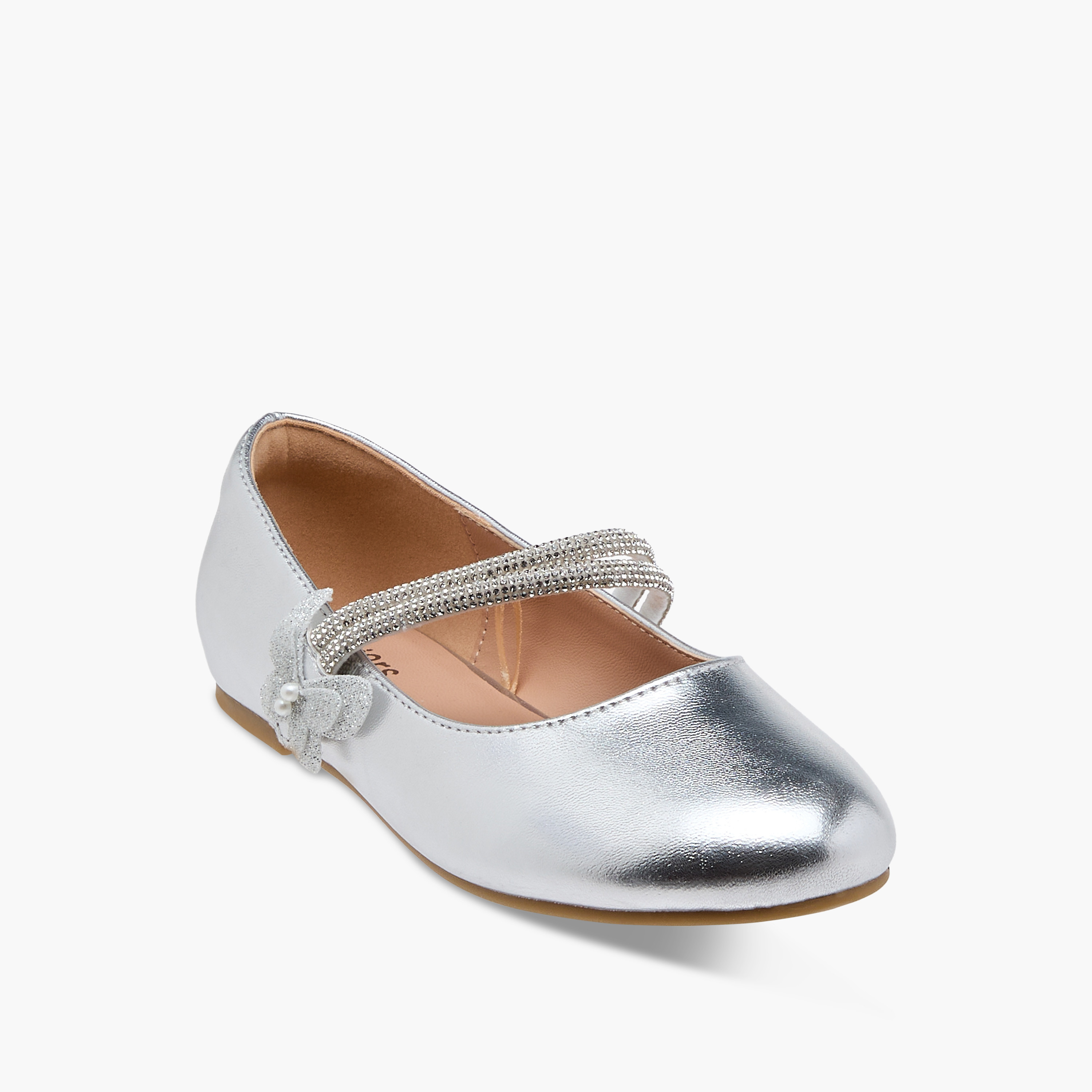 Juniors Embellished Ballerina Shoes with Hook and Loop Closure-girls-shoes-maryjanes-image-2