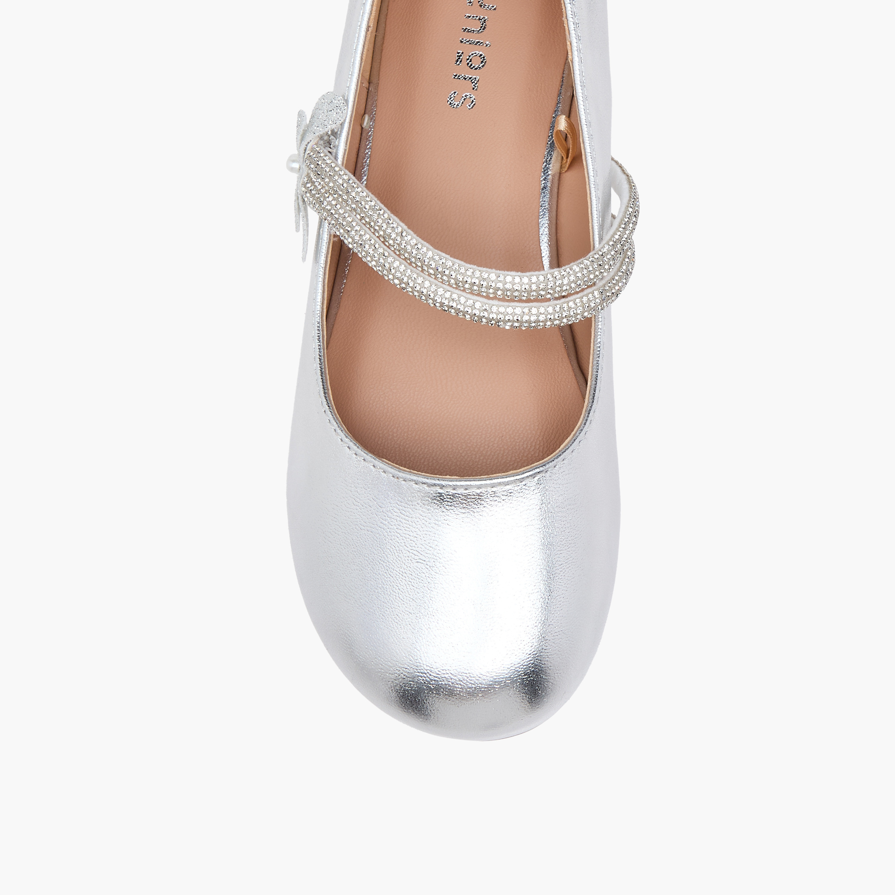 Juniors Embellished Ballerina Shoes with Hook and Loop Closure-girls-shoes-maryjanes-image-4