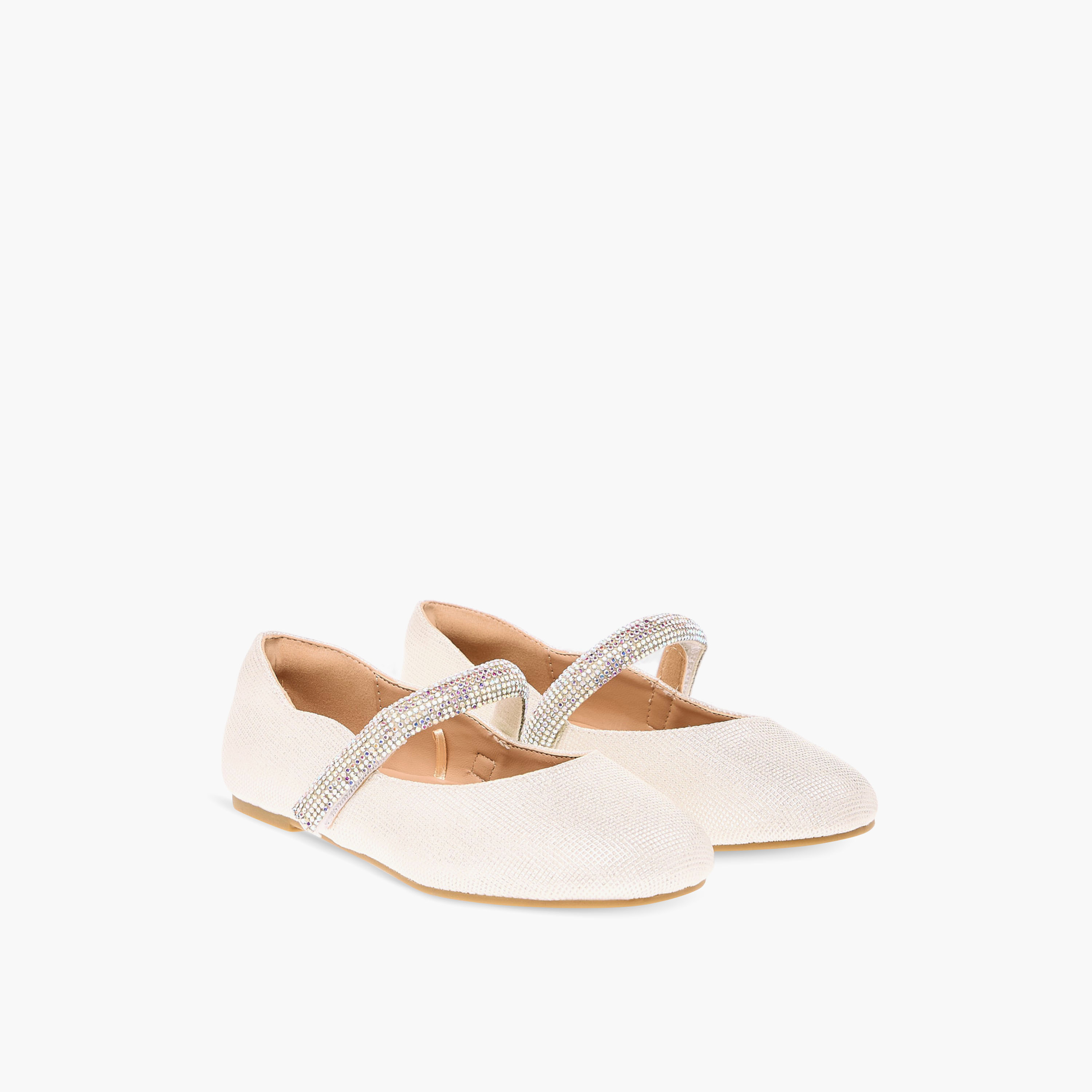Celeste Girls' Embellished Ballerina Shoes with Hook and Loop Closure-girls-shoes-maryjanes-image-1
