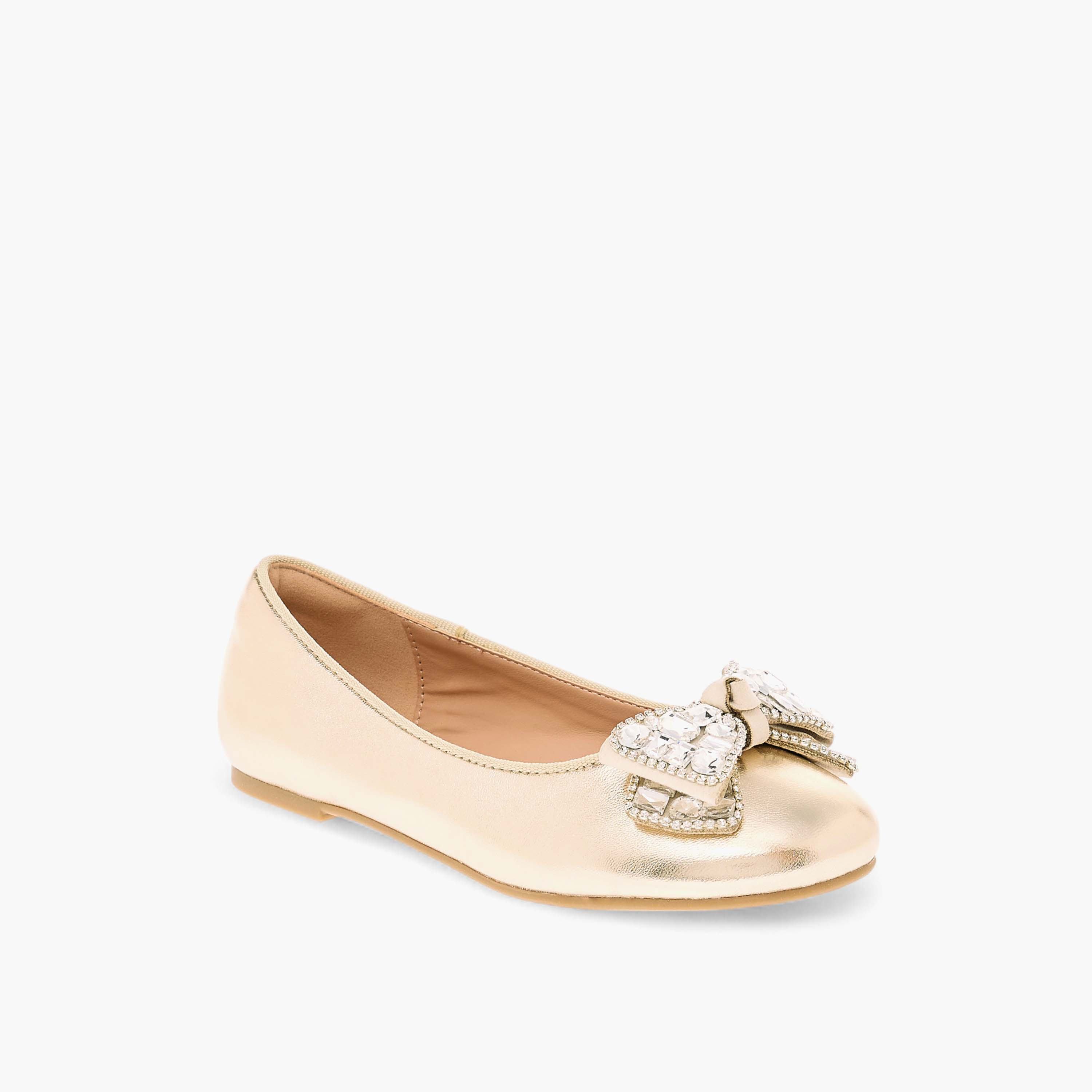Celeste Girls' Embellished Bow Applique Ballerina Shoes-girls-shoes-ballerinas-image-2