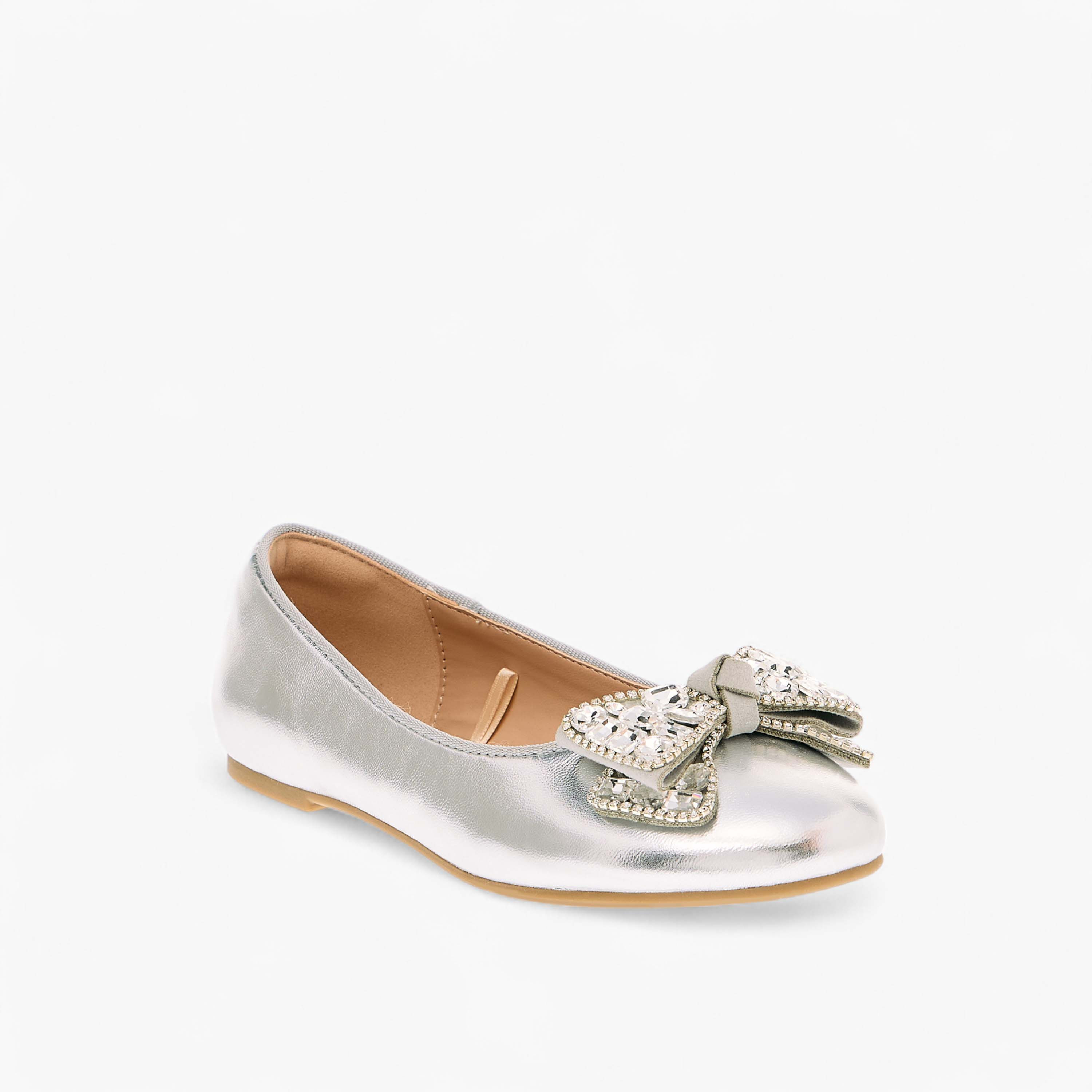 Celeste Girls' Embellished Bow Applique Ballerina Shoes-girls-shoes-ballerinas-image-2