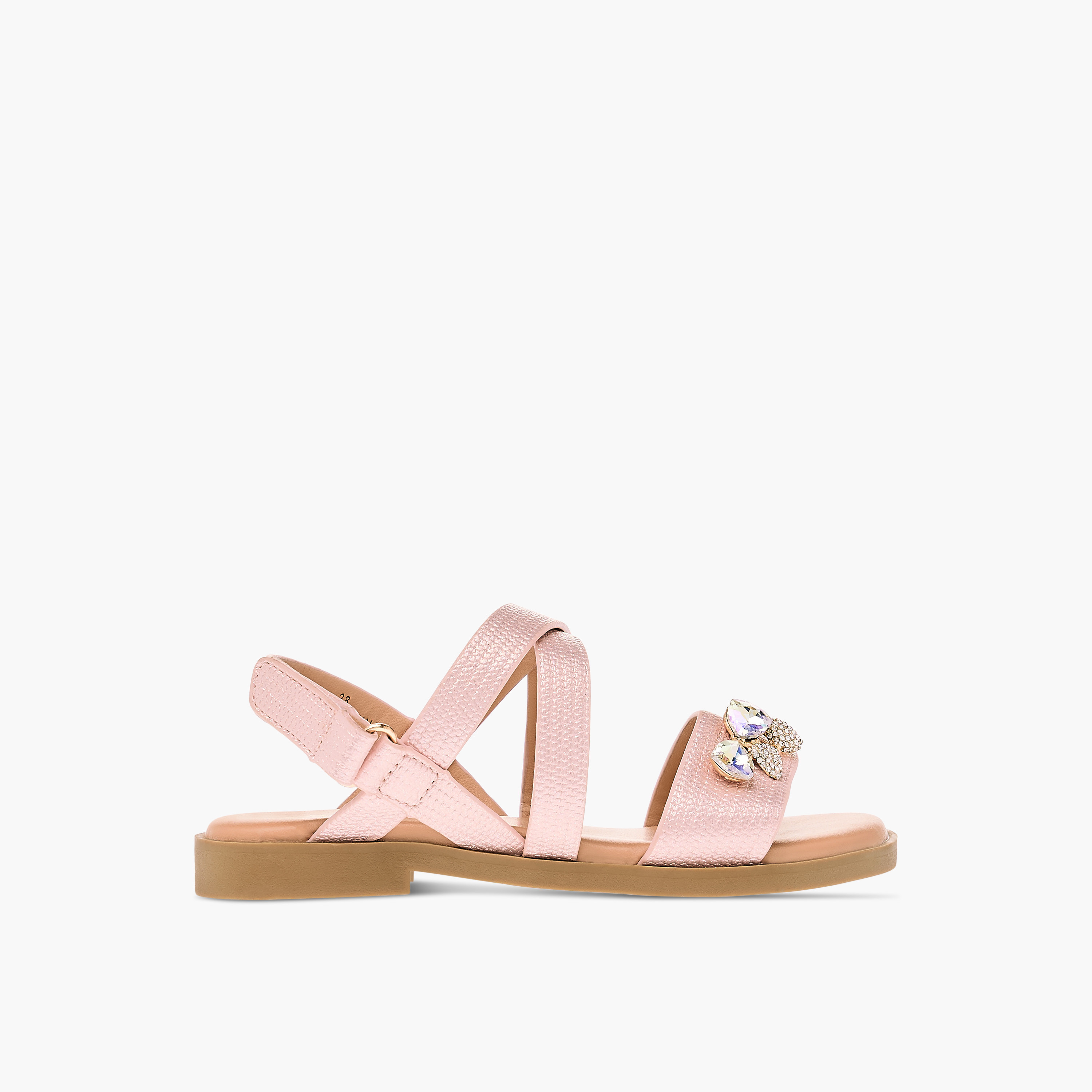 Juniors Bow Embellished Sandals with Hook and Loop Closure-girls-shoes-sandals-image-2