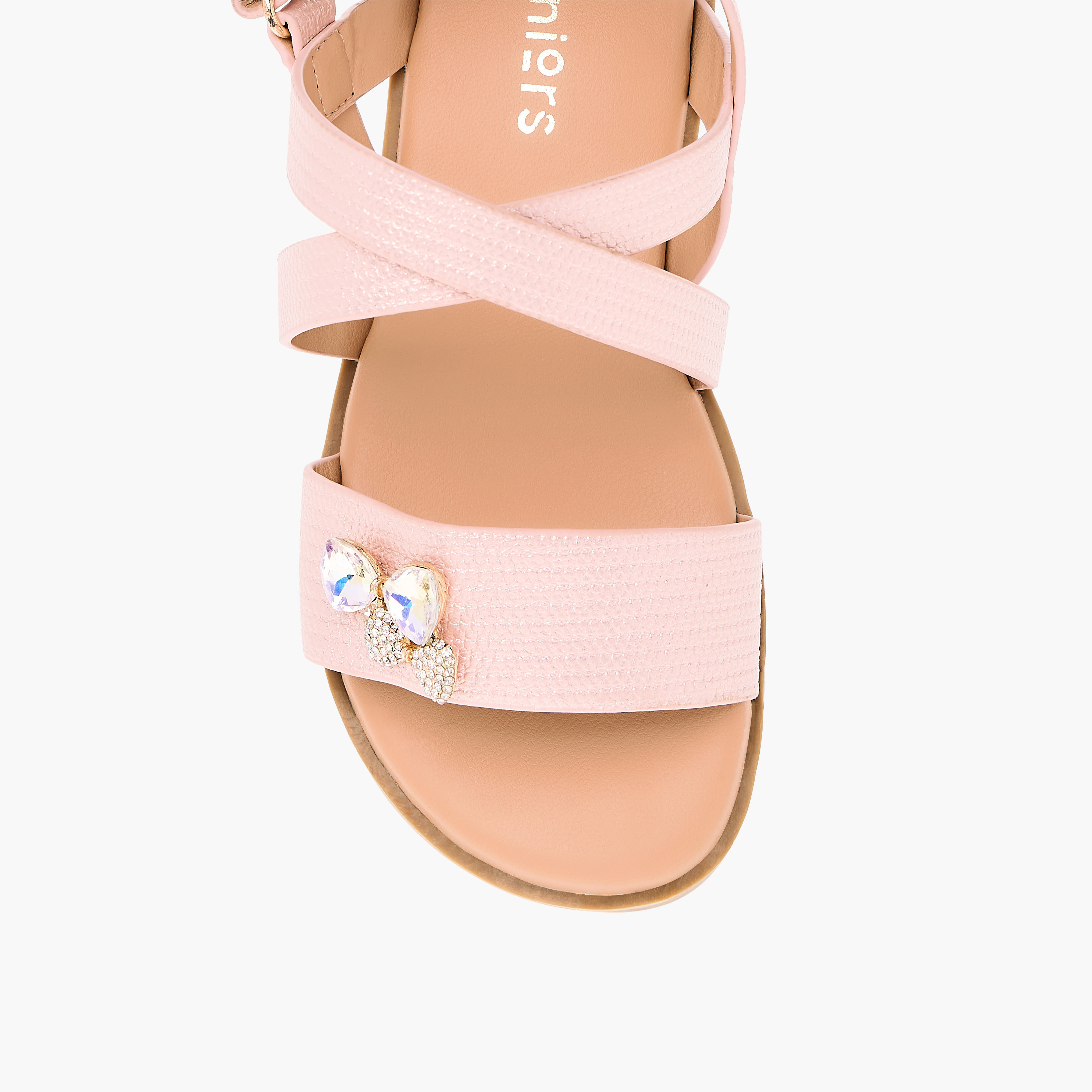 Juniors Bow Embellished Sandals with Hook and Loop Closure-girls-shoes-sandals-image-3