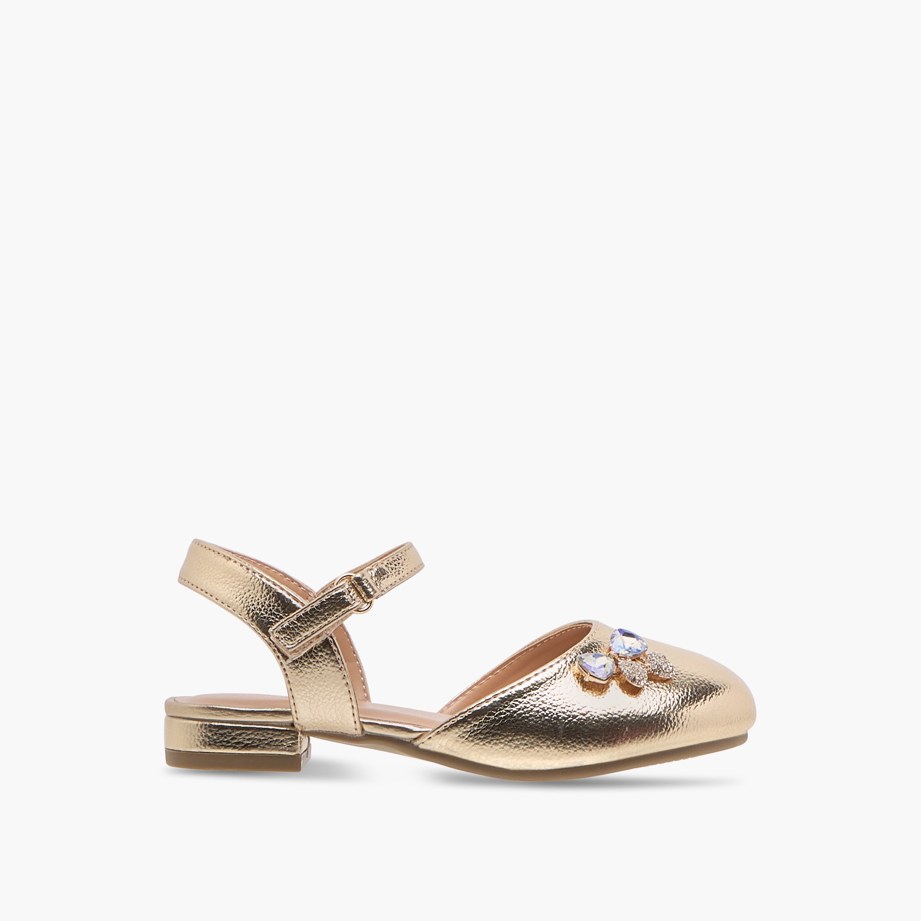 Juniors Embellished Shoes with Hook and Loop Closure-girls-shoes-sandals-image-2