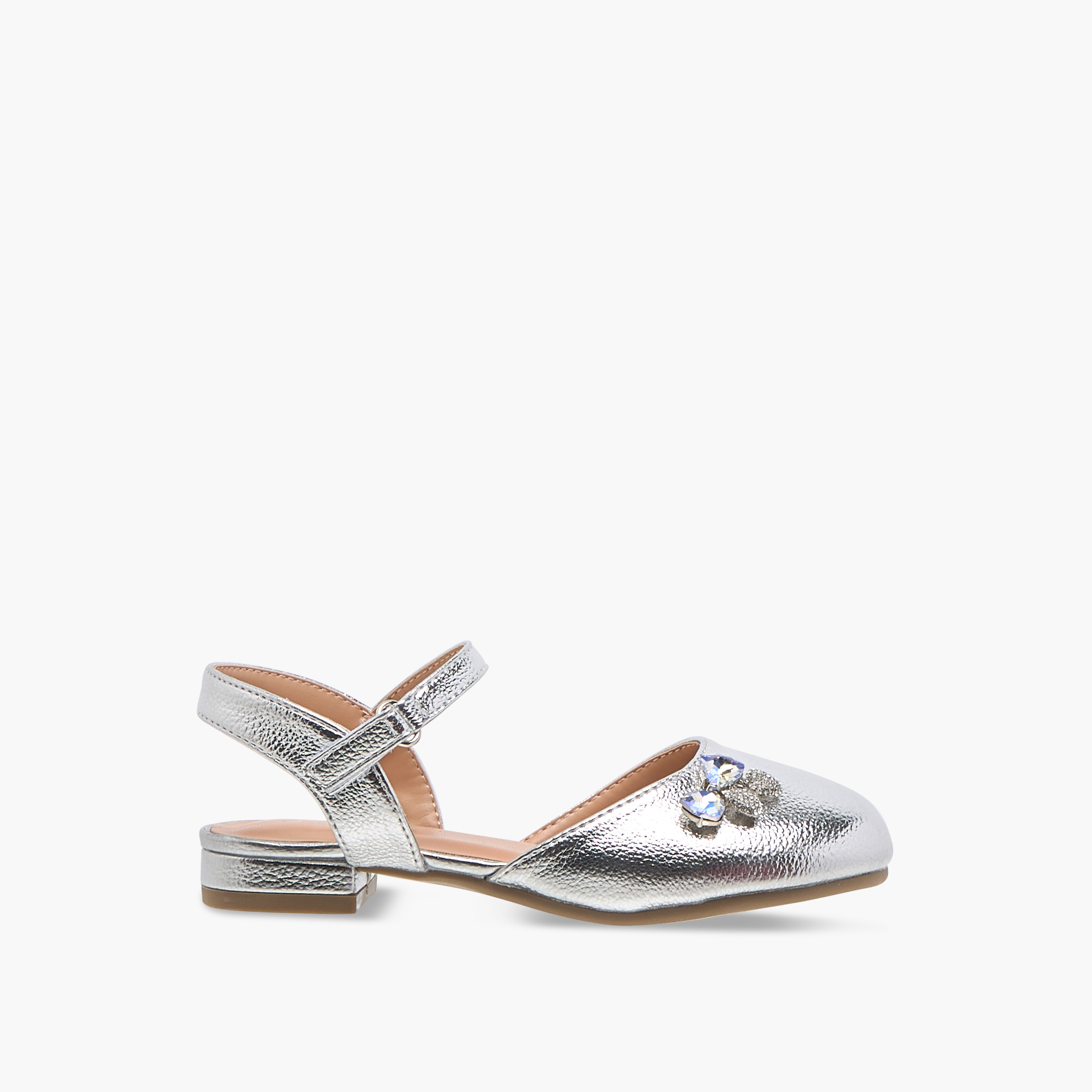 Juniors Embellished Shoes with Hook and Loop Closure-girls-shoes-sandals-image-2