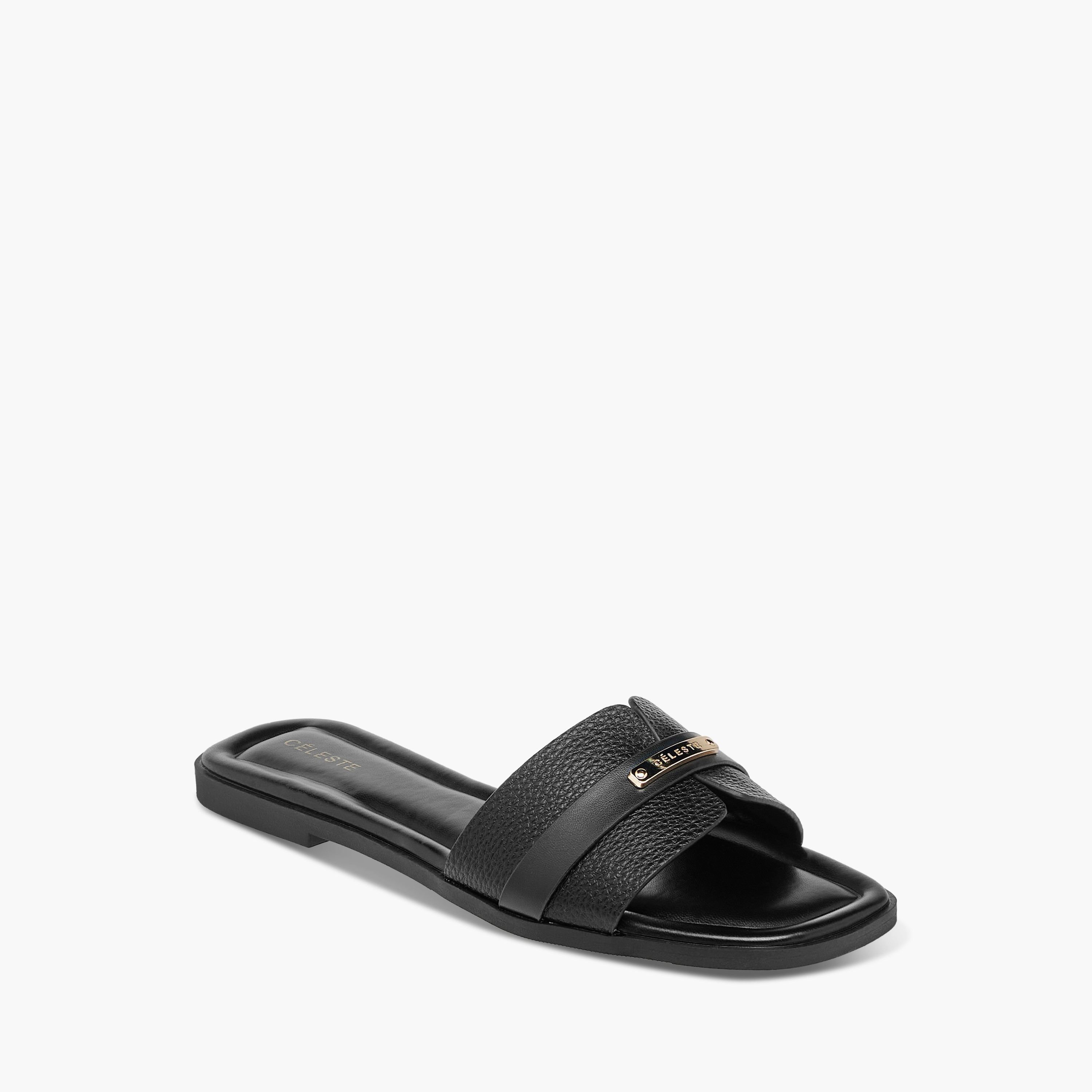 صندل سهل الارتداء بارز الملمس بزينة معدنية للنساء من سيليست-women-shoes-flats-sandals-image-2