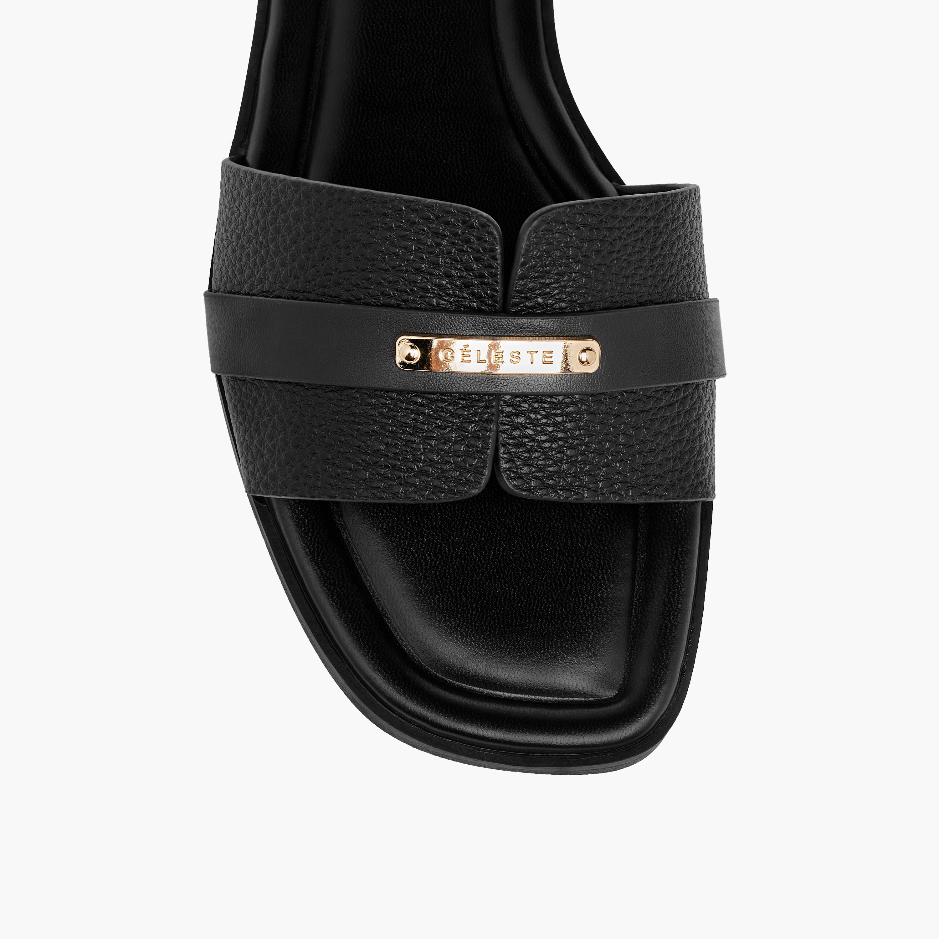 صندل سهل الارتداء بارز الملمس بزينة معدنية للنساء من سيليست-women-shoes-flats-sandals-image-4