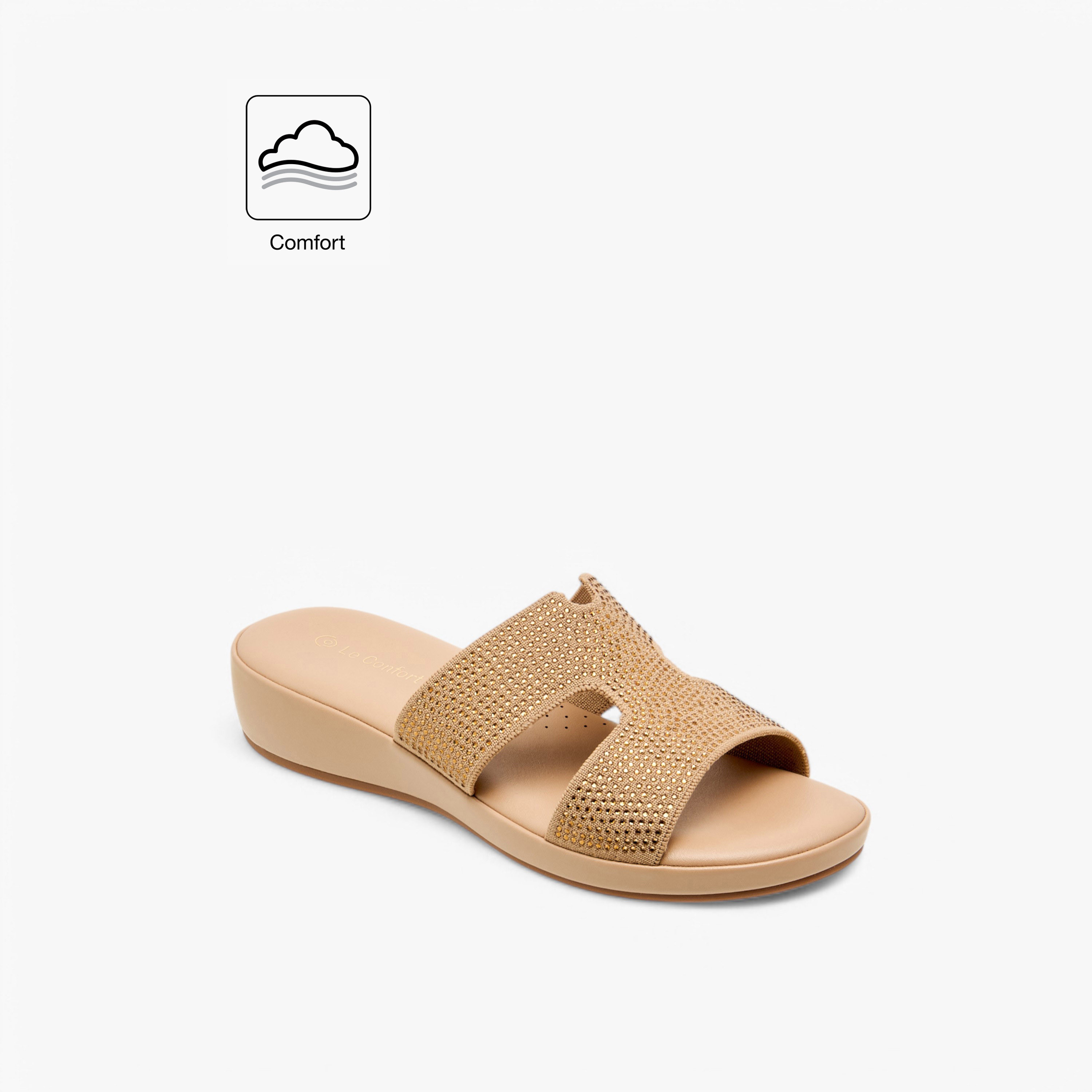 Le Confort Rhinestone Embellished Slip-On Comfort Sandals-women-shoes-flats-sandals-image-2
