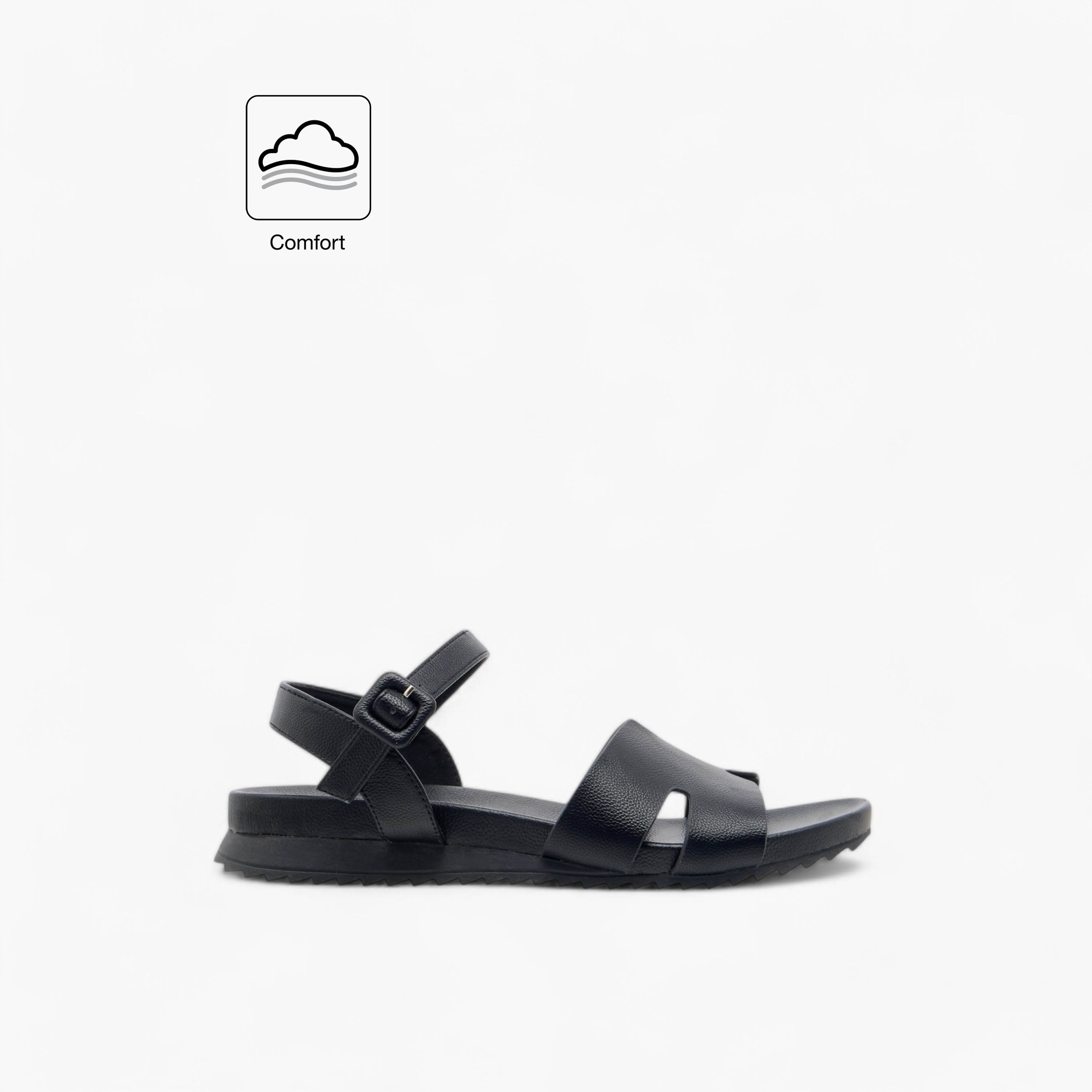 Le Confort Textured Comfort Sandals with Pin Buckle Closure-women-shoes-flats-sandals-image-2