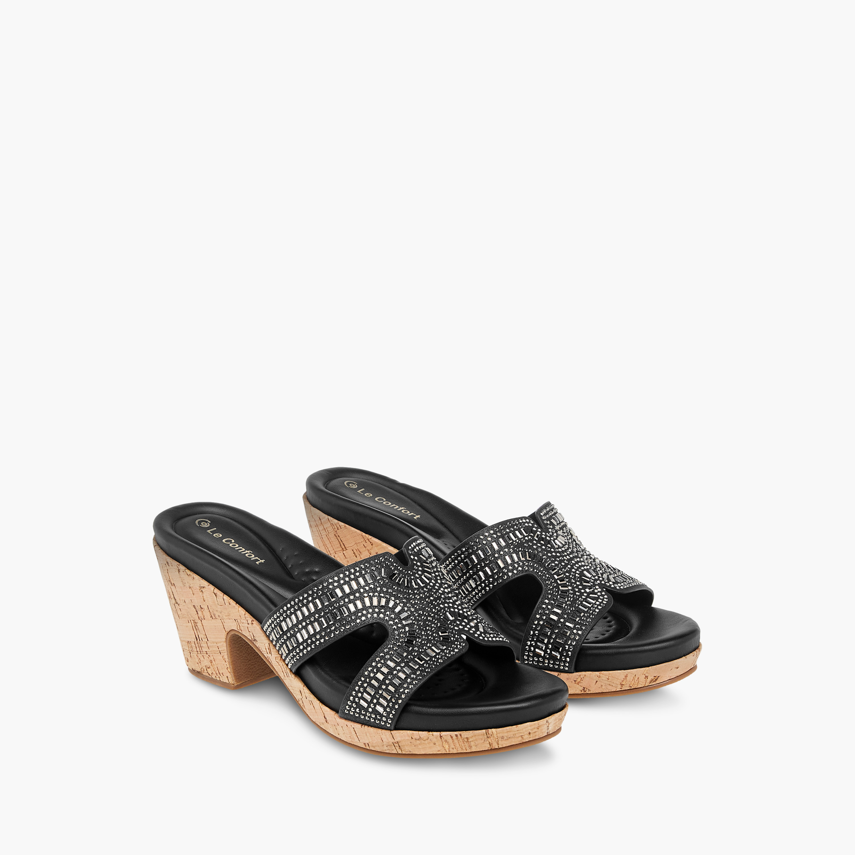 Le Confort Stone Embellished Slip-On Comfort Sandals with Block Heels-women-shoes-sandals-heeled-image-1