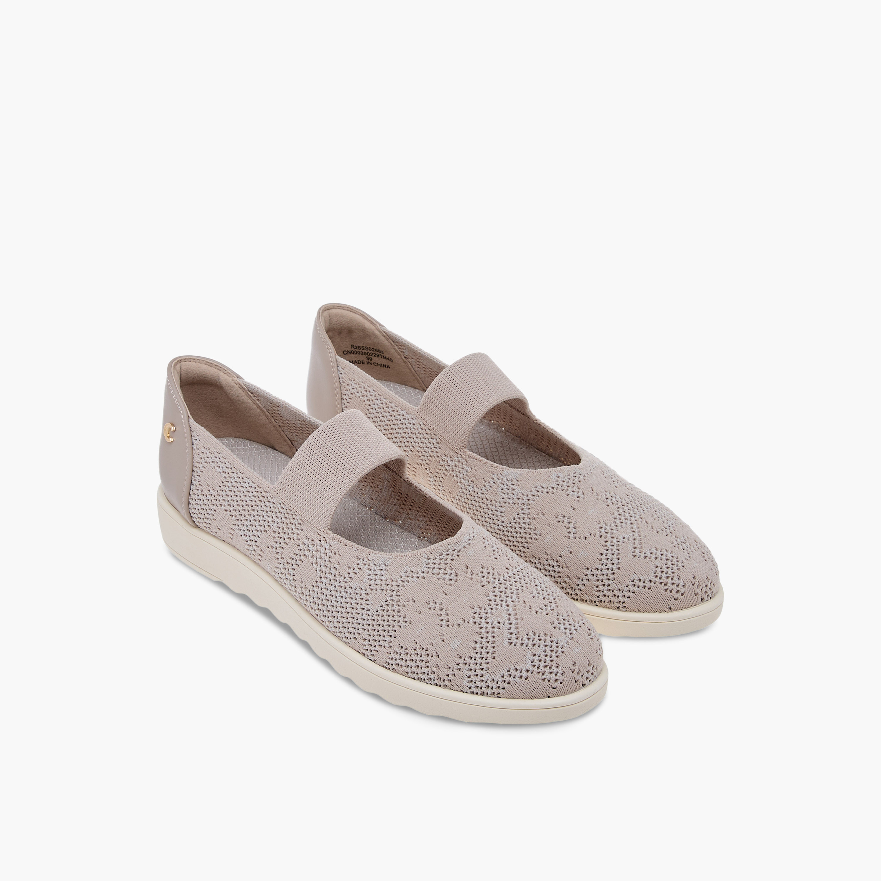 حذاء فلاينيت مريح بارز الملمس بحزام مطاطي من لو كونفورت-women-shoes-ballerinas-image-1