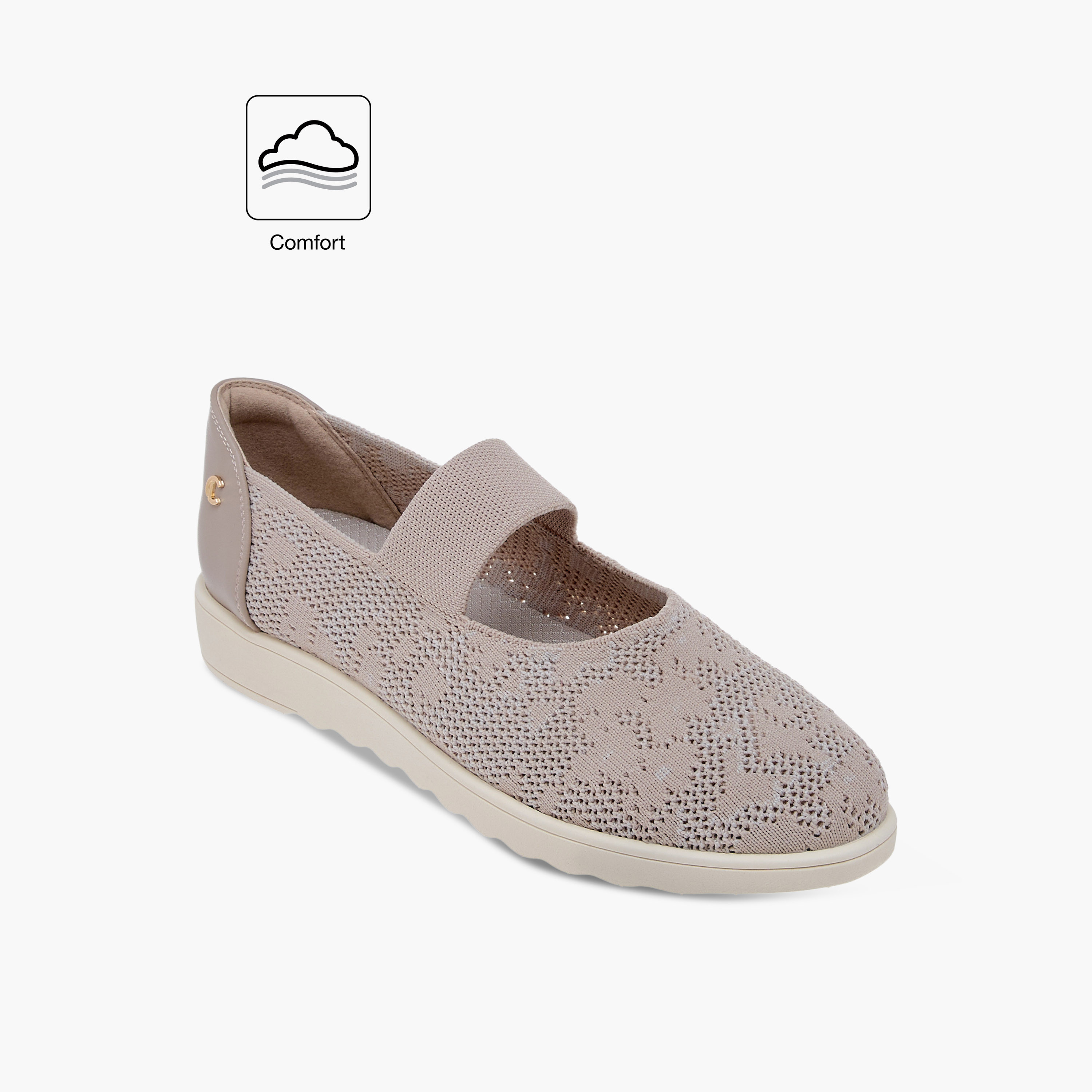 حذاء فلاينيت مريح بارز الملمس بحزام مطاطي من لو كونفورت-women-shoes-ballerinas-image-2