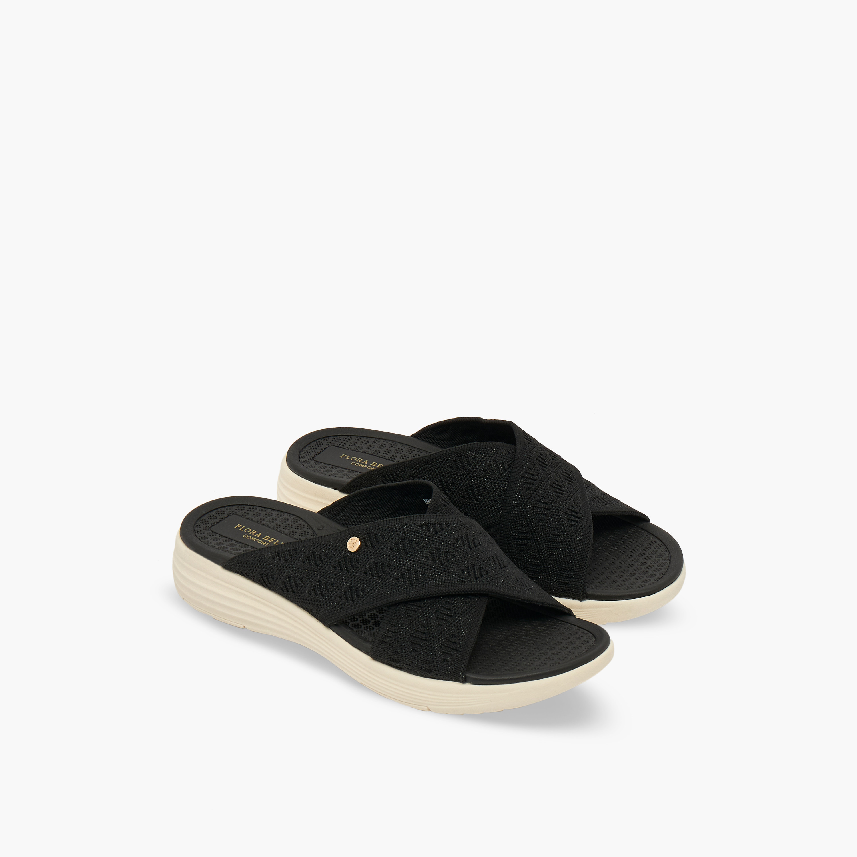 صندل بارز الملمس بأحزمة متقاطعة للنساء من فلورا بيلا-women-shoes-flats-sandals-image-1