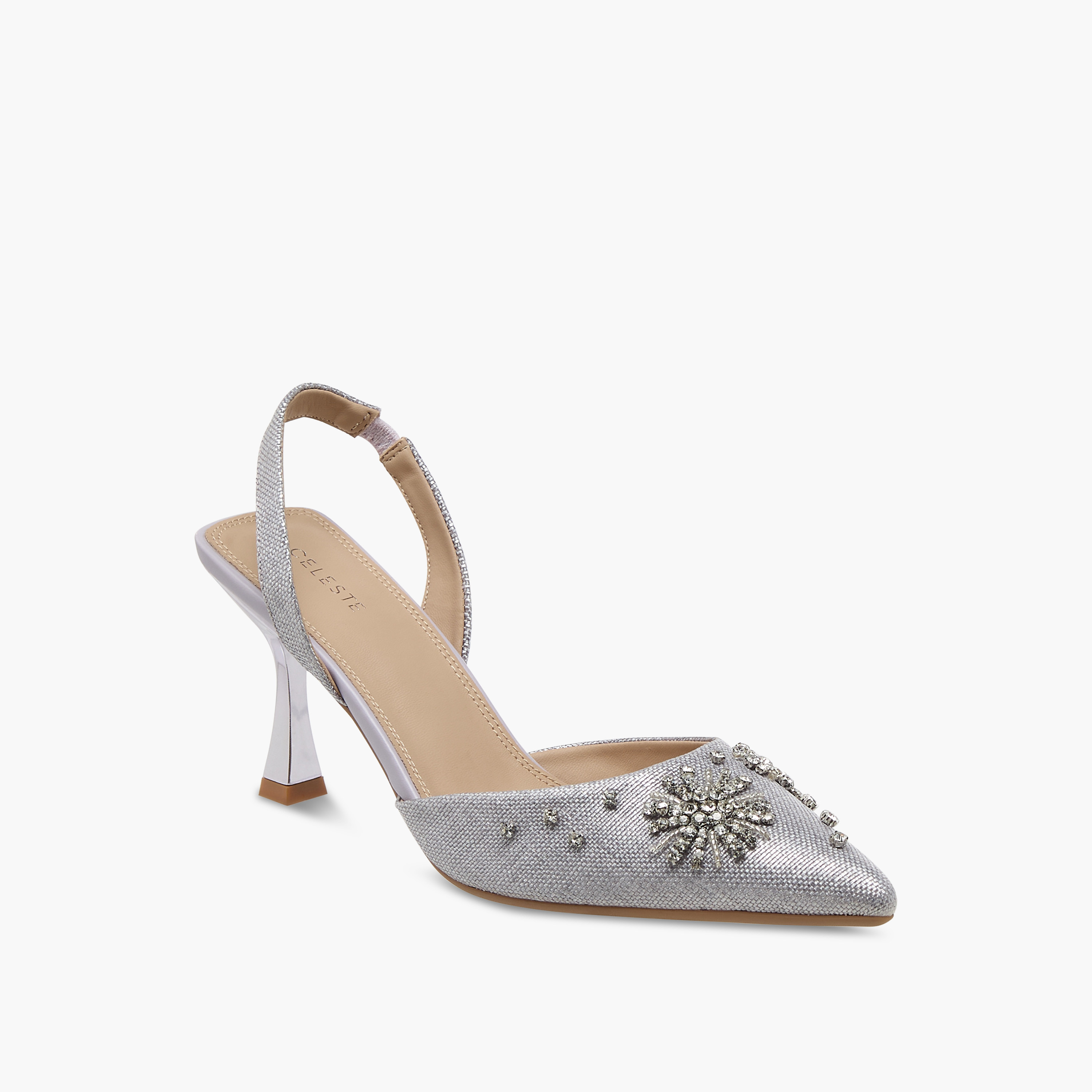 Celeste Embellished Pointed Toe Slingback Shoes with Kitten Heels-women-shoes-heels-image-2