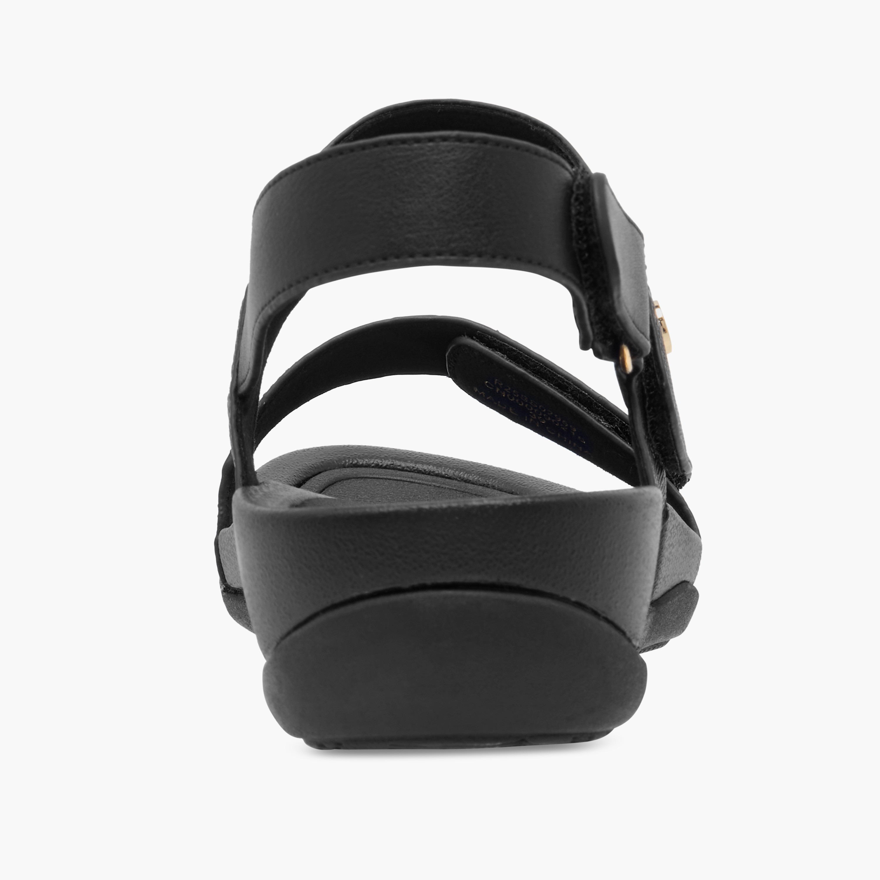 Le Confort Monogram Textured Strappy Comfort Sandals with Hook and Loop Closure-women-shoes-flats-sandals-image-4