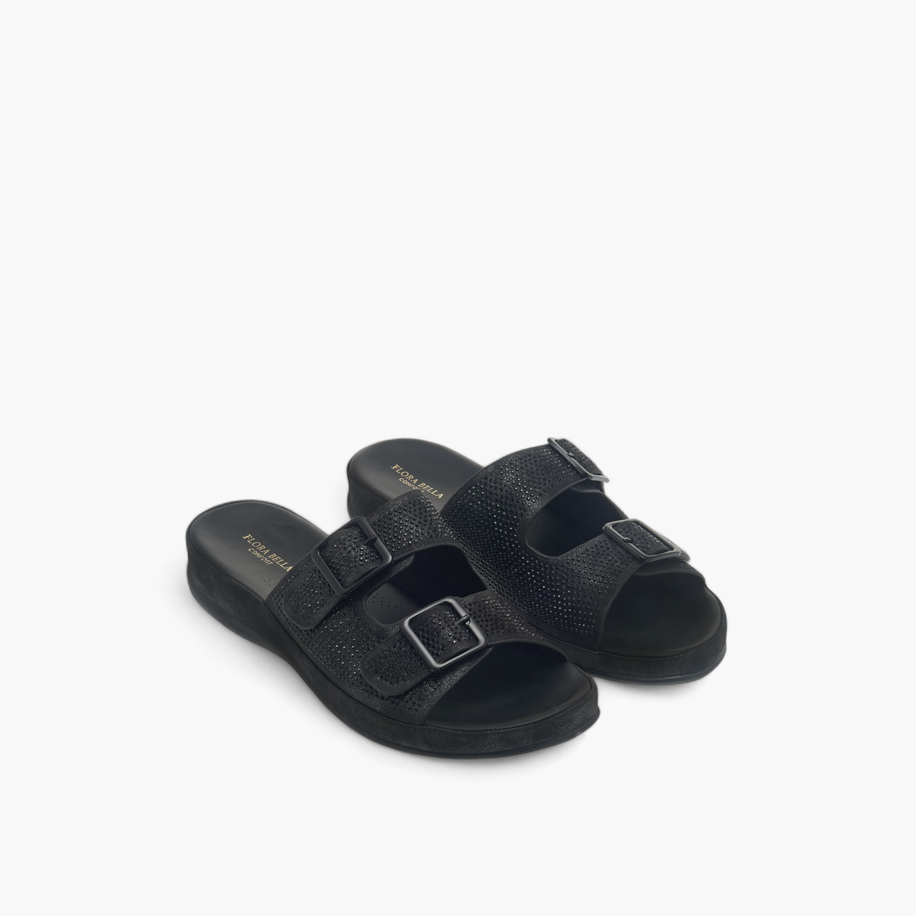 Flora Bella Embellished Slip-On Comfort Sandals with Buckle Accent-women-shoes-flats-sandals-image-1