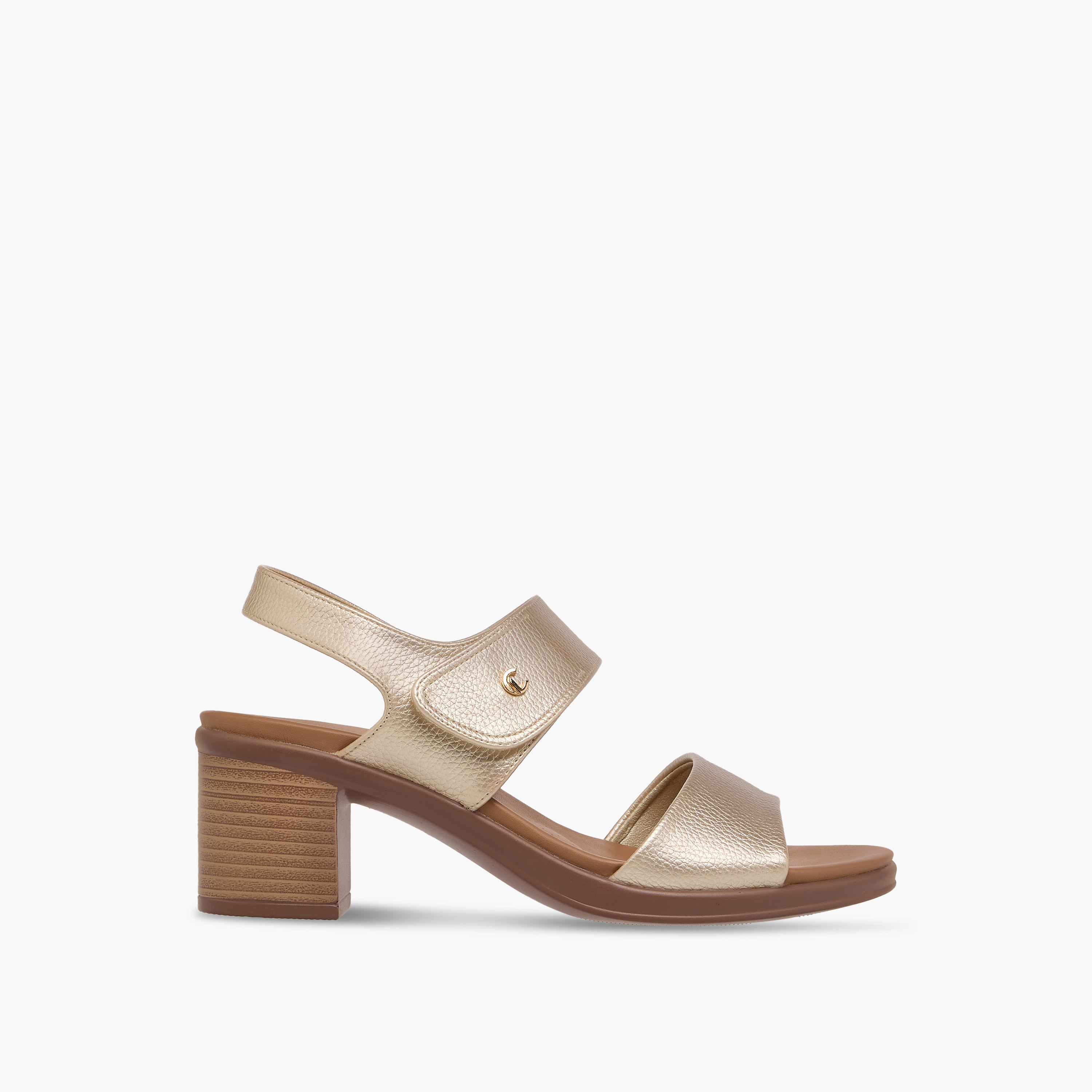صندل سادة بكعب سميك وشريط إغلاق لاصق من لو كونفورت-women-shoes-sandals-heeled-image-2