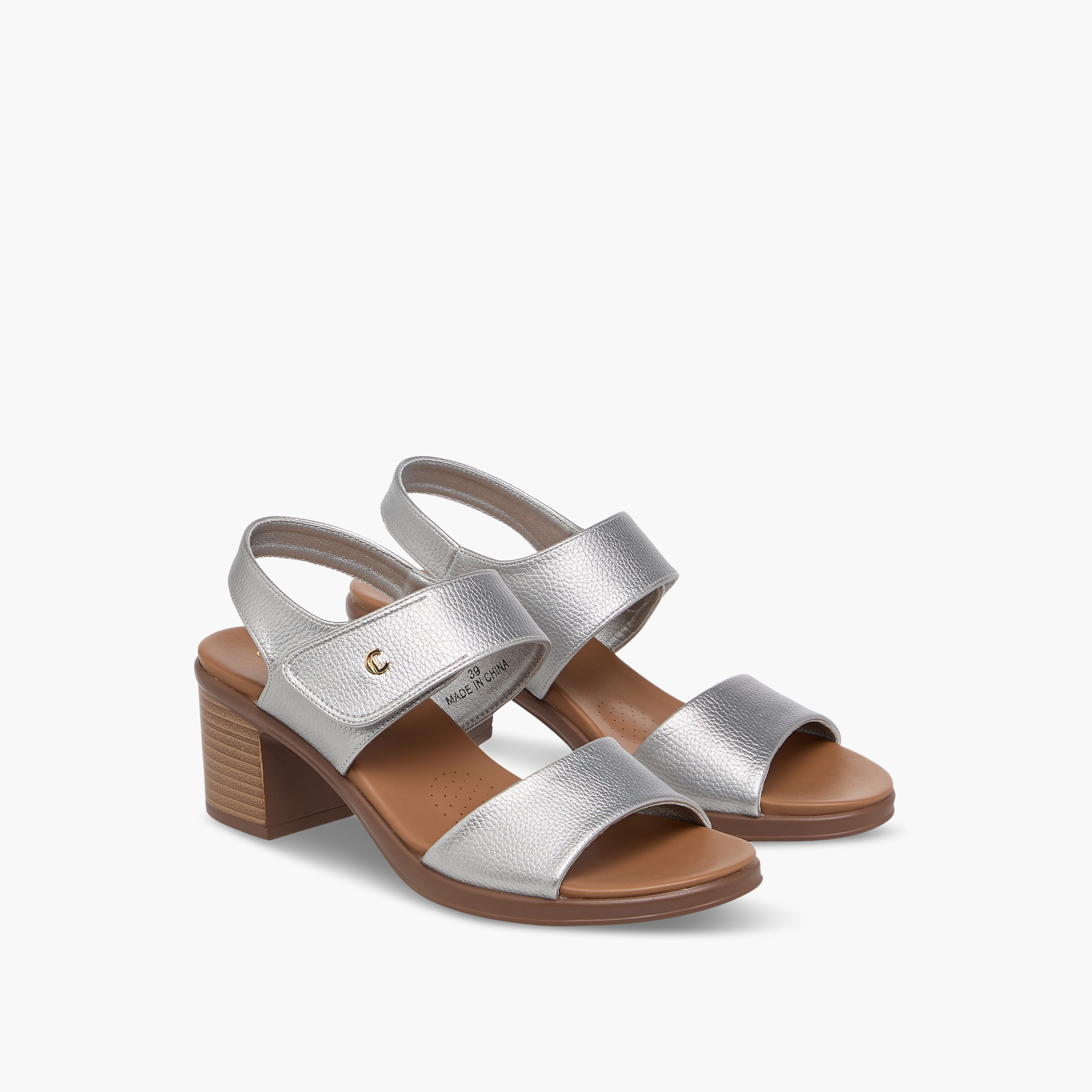 Le Confort Solid Block Heel Sandals with Hook and Loop Closure-women-shoes-sandals-heeled-image-1