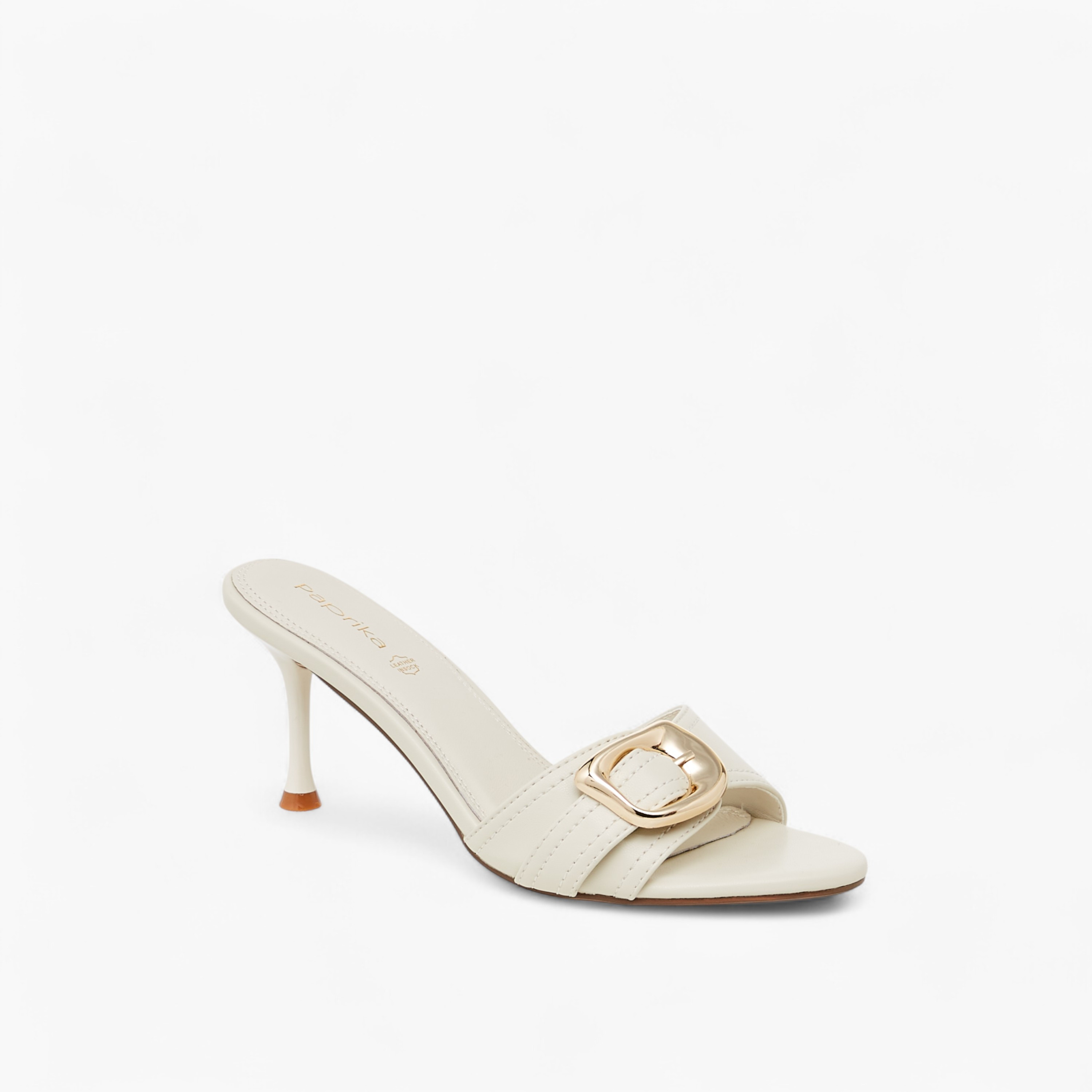 Paprika Buckle Accent Slip-On Sandals with Stiletto Heels-women-shoes-sandals-heeled-image-2