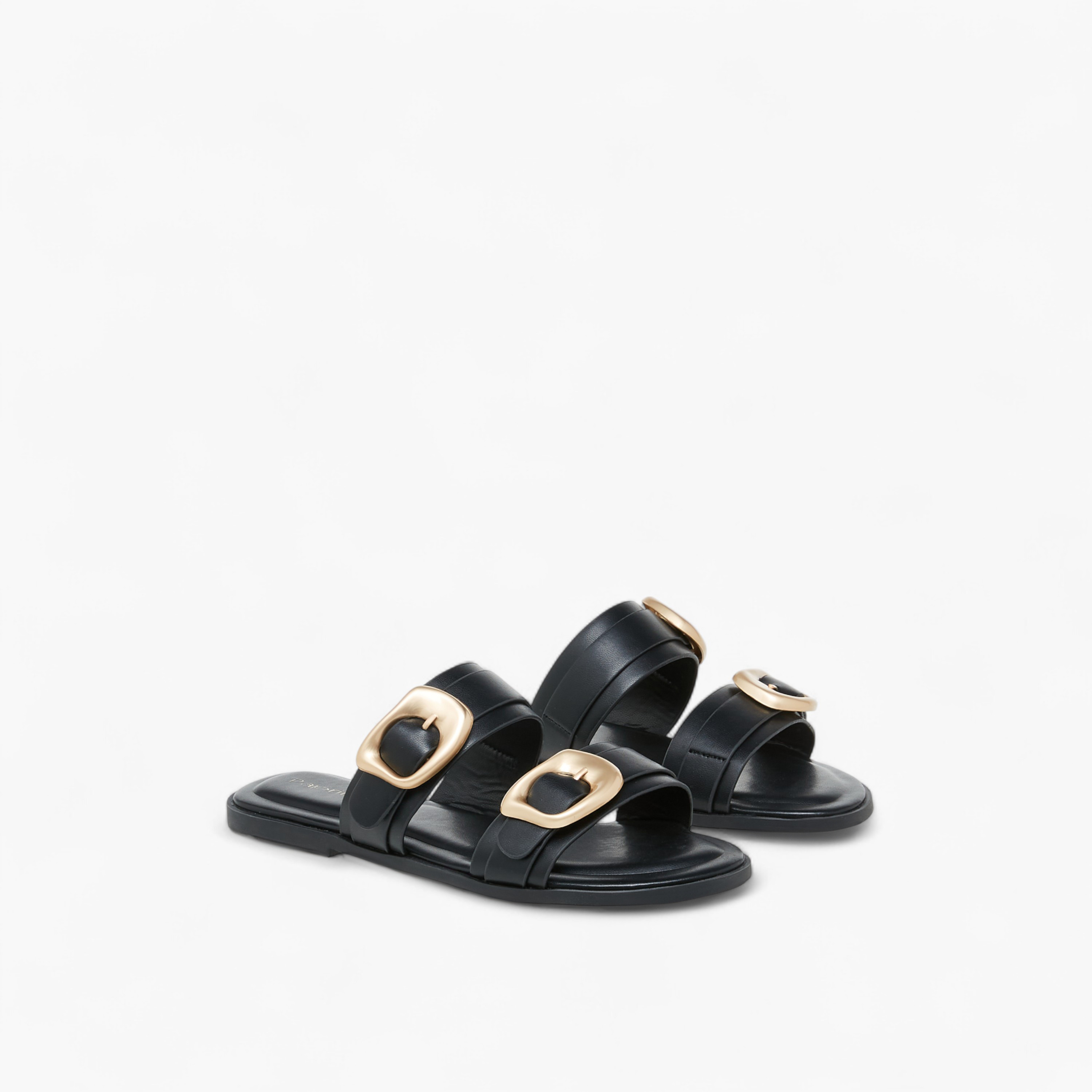 Paprika Solid Open Toe Sandals with Buckle Accent-women-shoes-flats-sandals-image-1