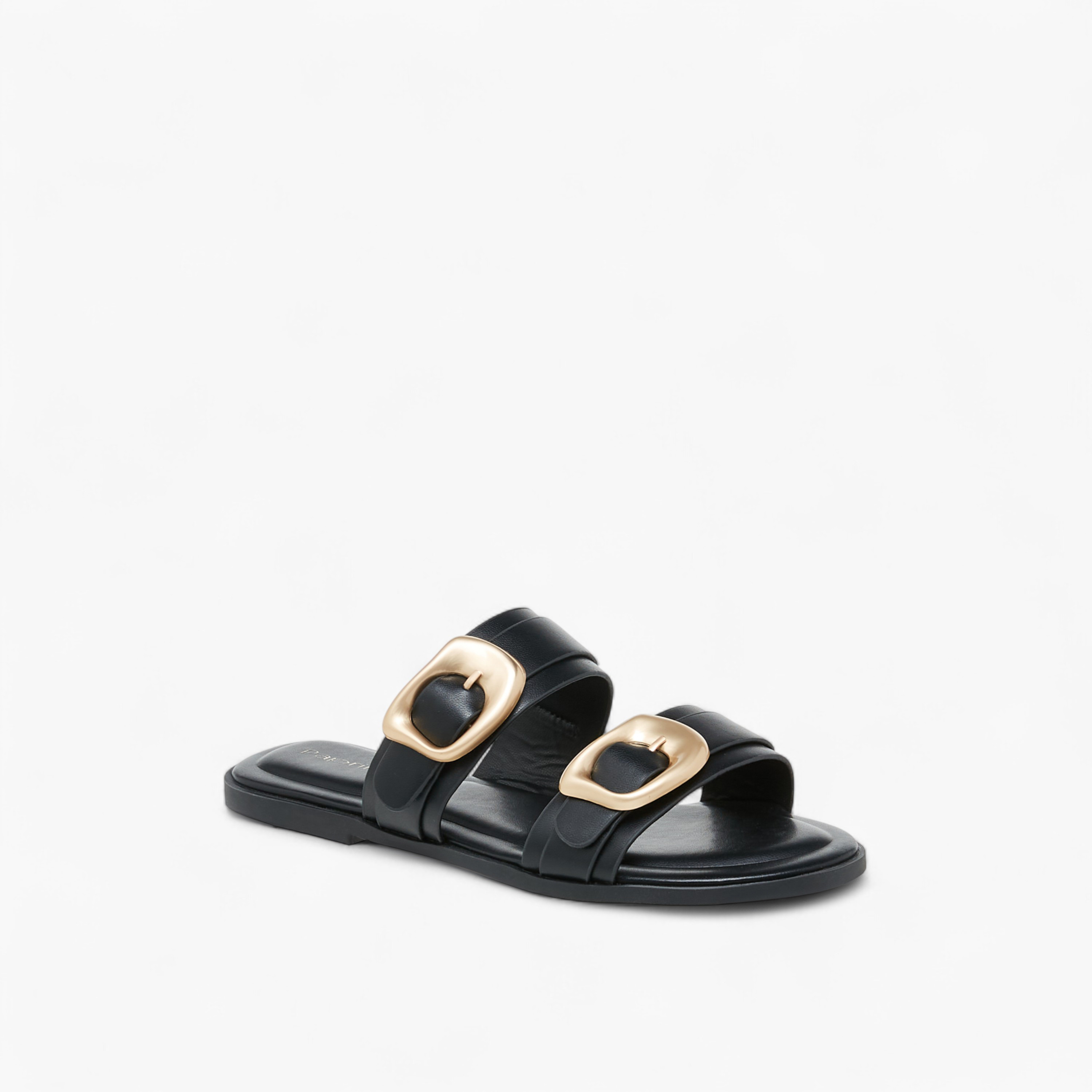 Paprika Solid Open Toe Sandals with Buckle Accent-women-shoes-flats-sandals-image-2