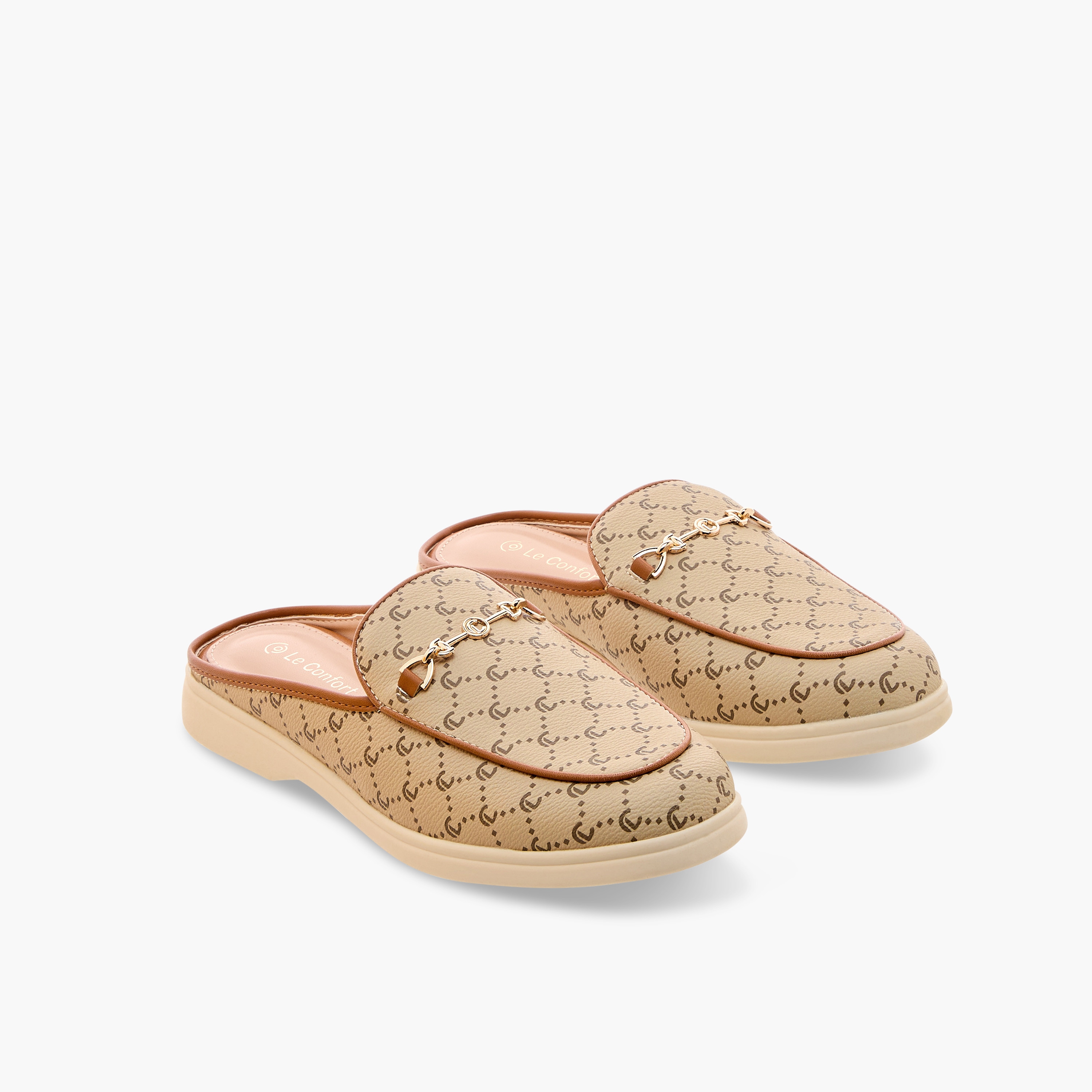 Le Confort Monogram Print Slip-On Mules-women-shoes-flats-mules-image-1
