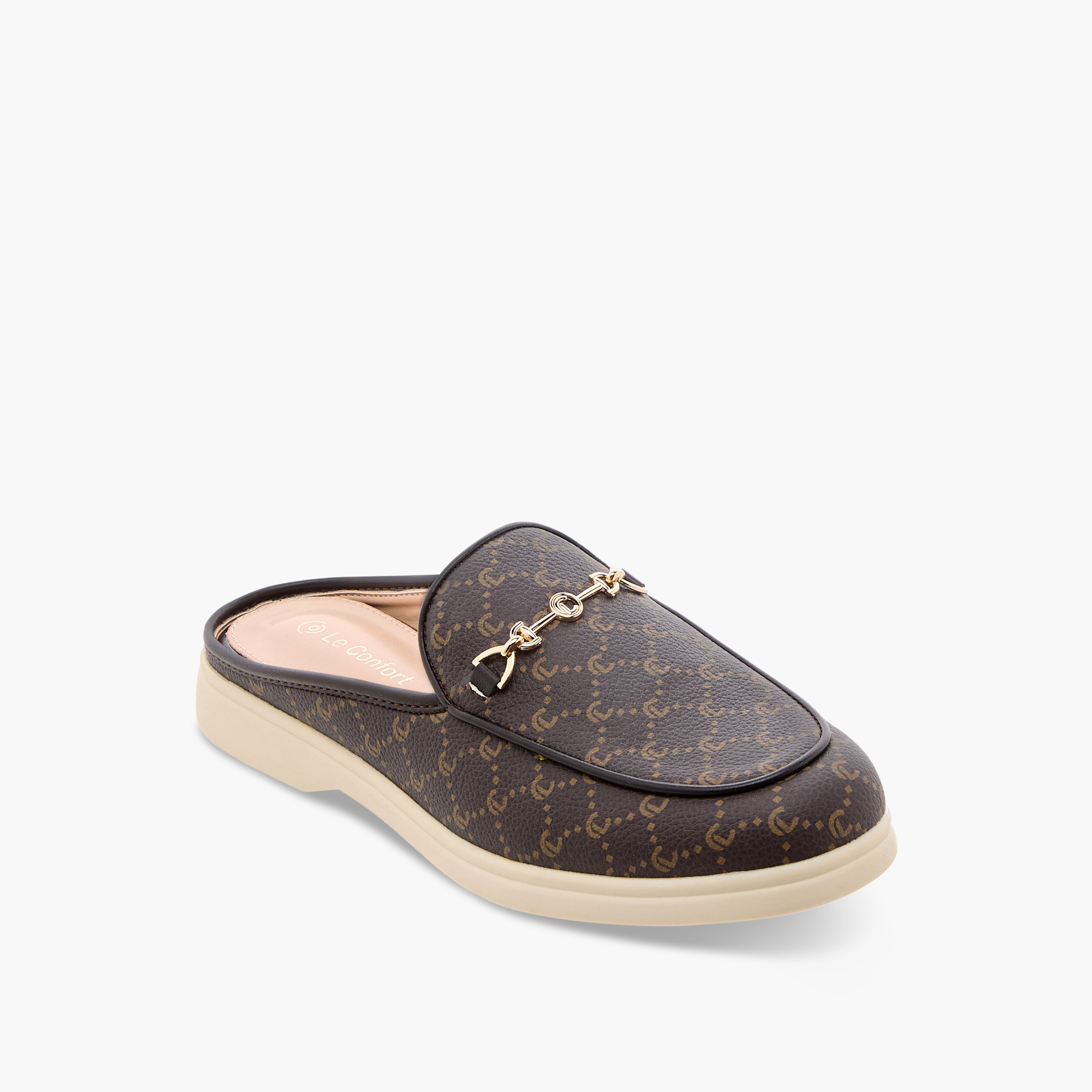 حذاء ميول سهل الارتداء بطبعات مونوجرام من لو كونفورت-women-shoes-flats-mules-image-2