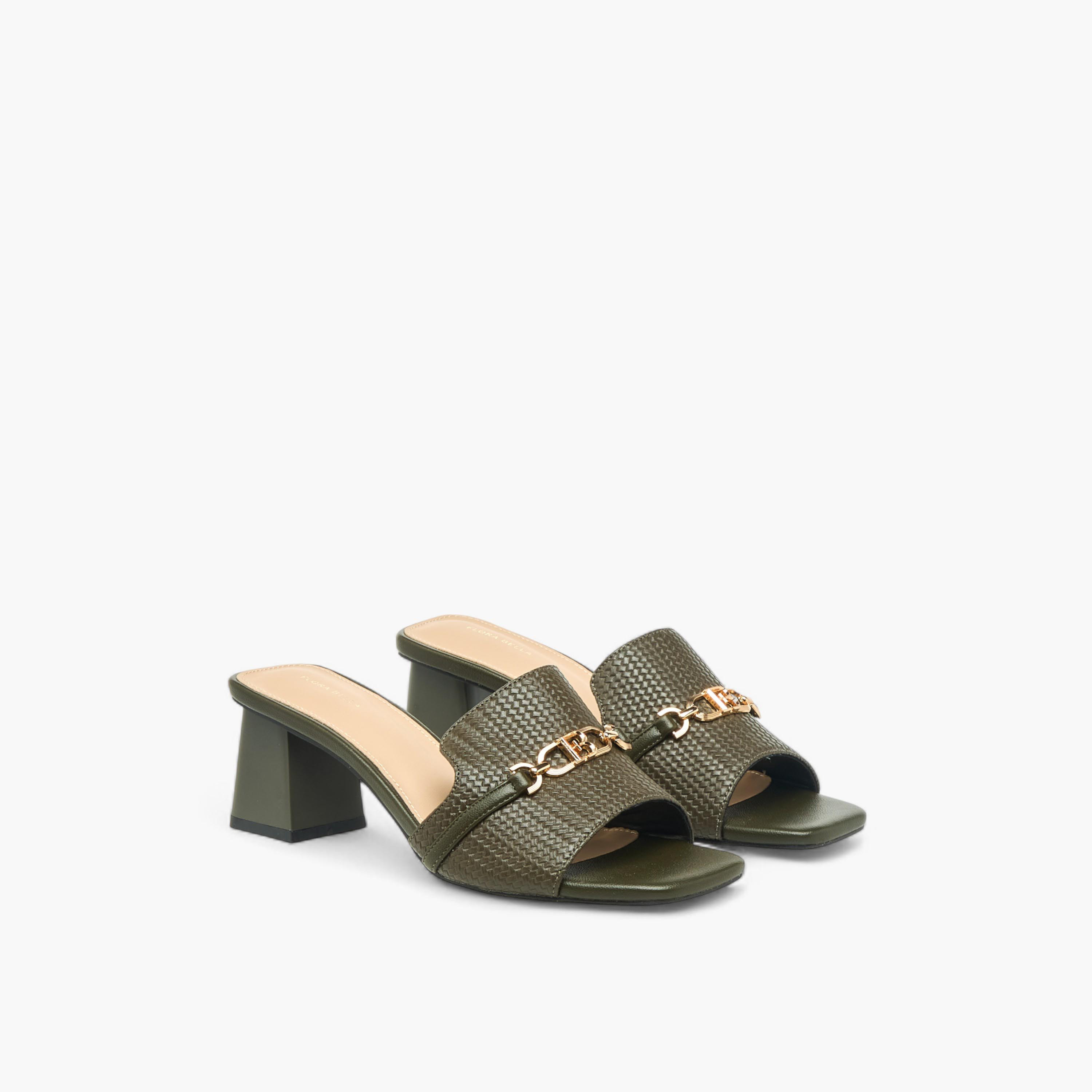 صندل بارز الملمس بكعب سميك للنساء من فلورا بيلا-women-shoes-sandals-heeled-image-1