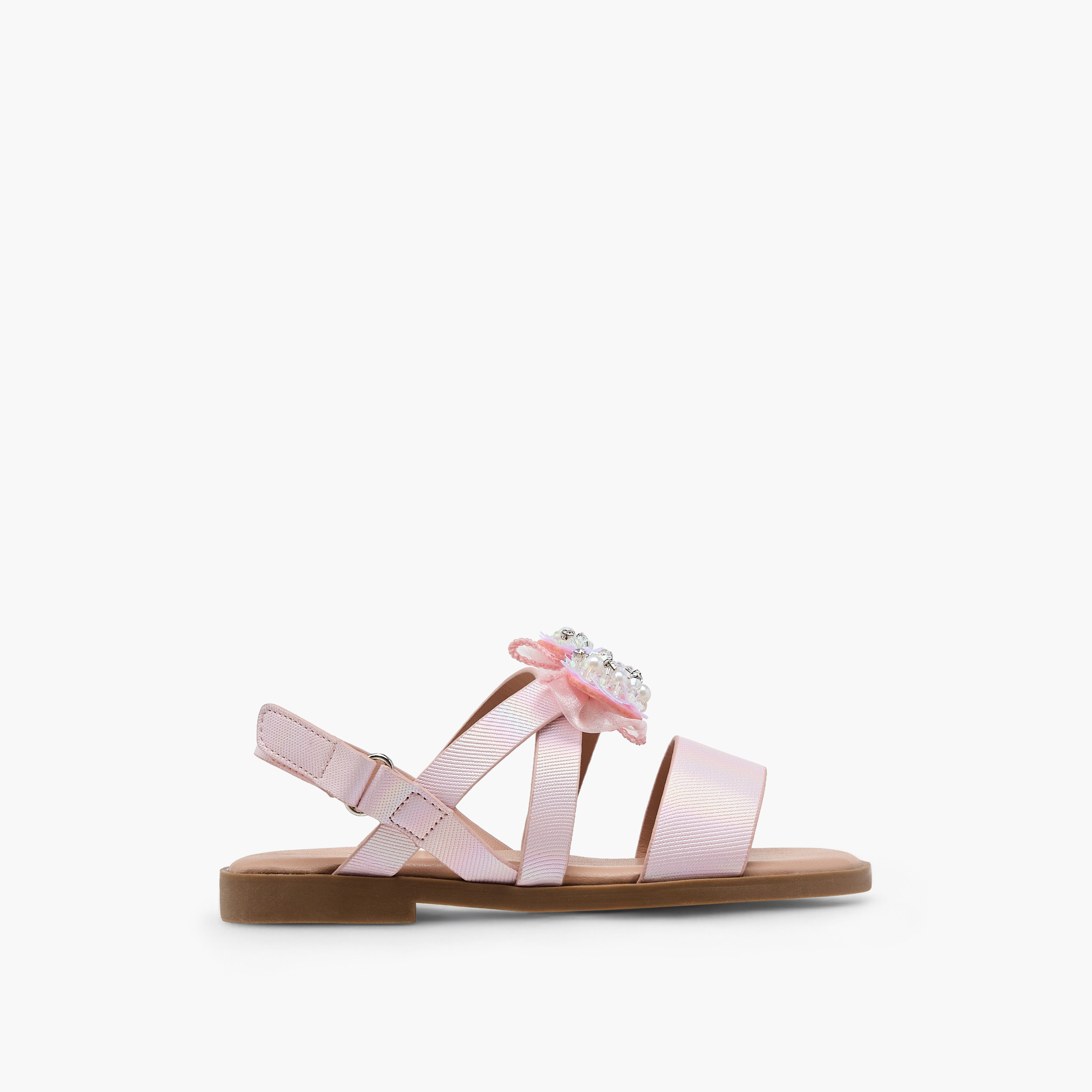Juniors Solid Open Toe Sandals with Hook and Loop Closure-girls-shoes-sandals-image-6