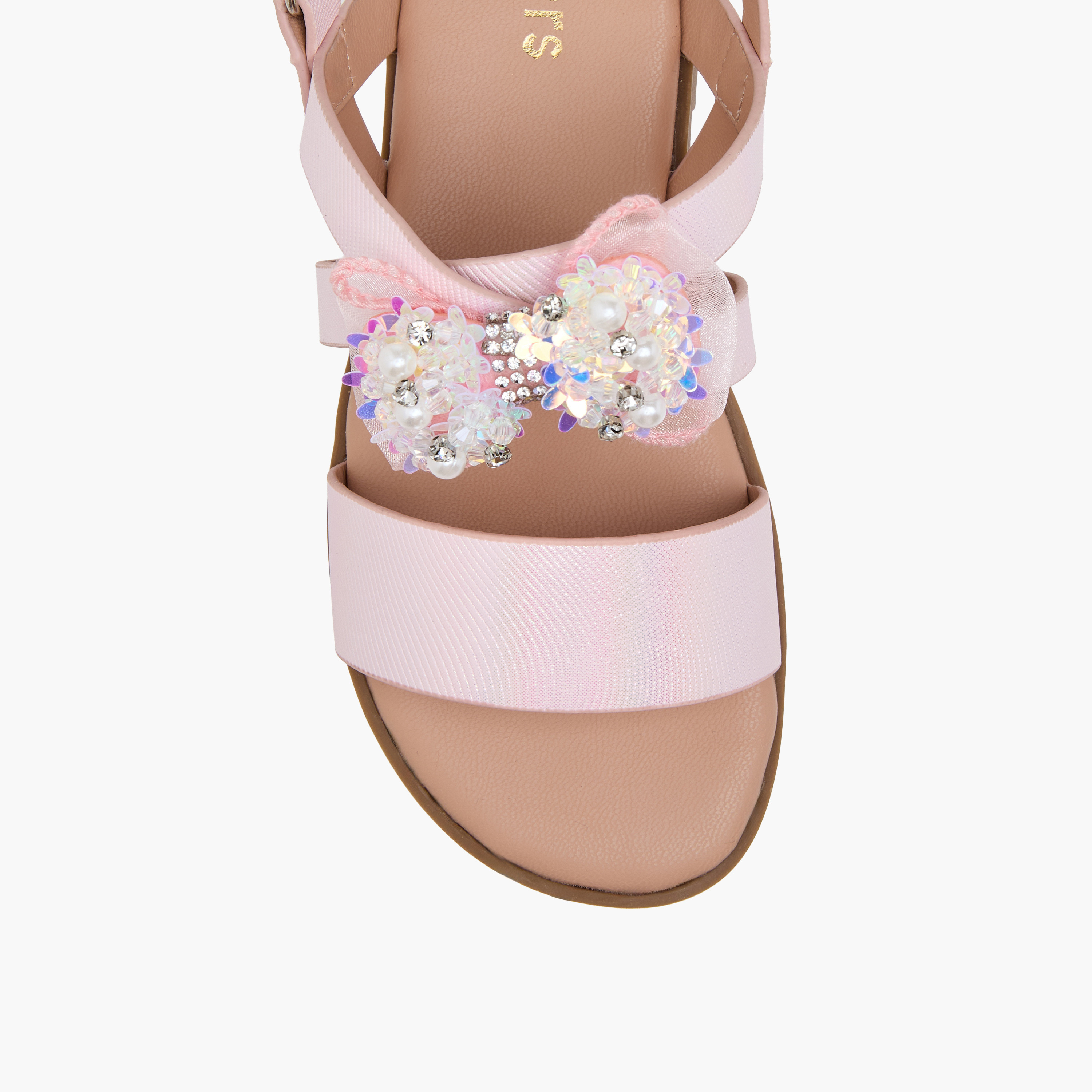 Juniors Solid Open Toe Sandals with Hook and Loop Closure-girls-shoes-sandals-image-7