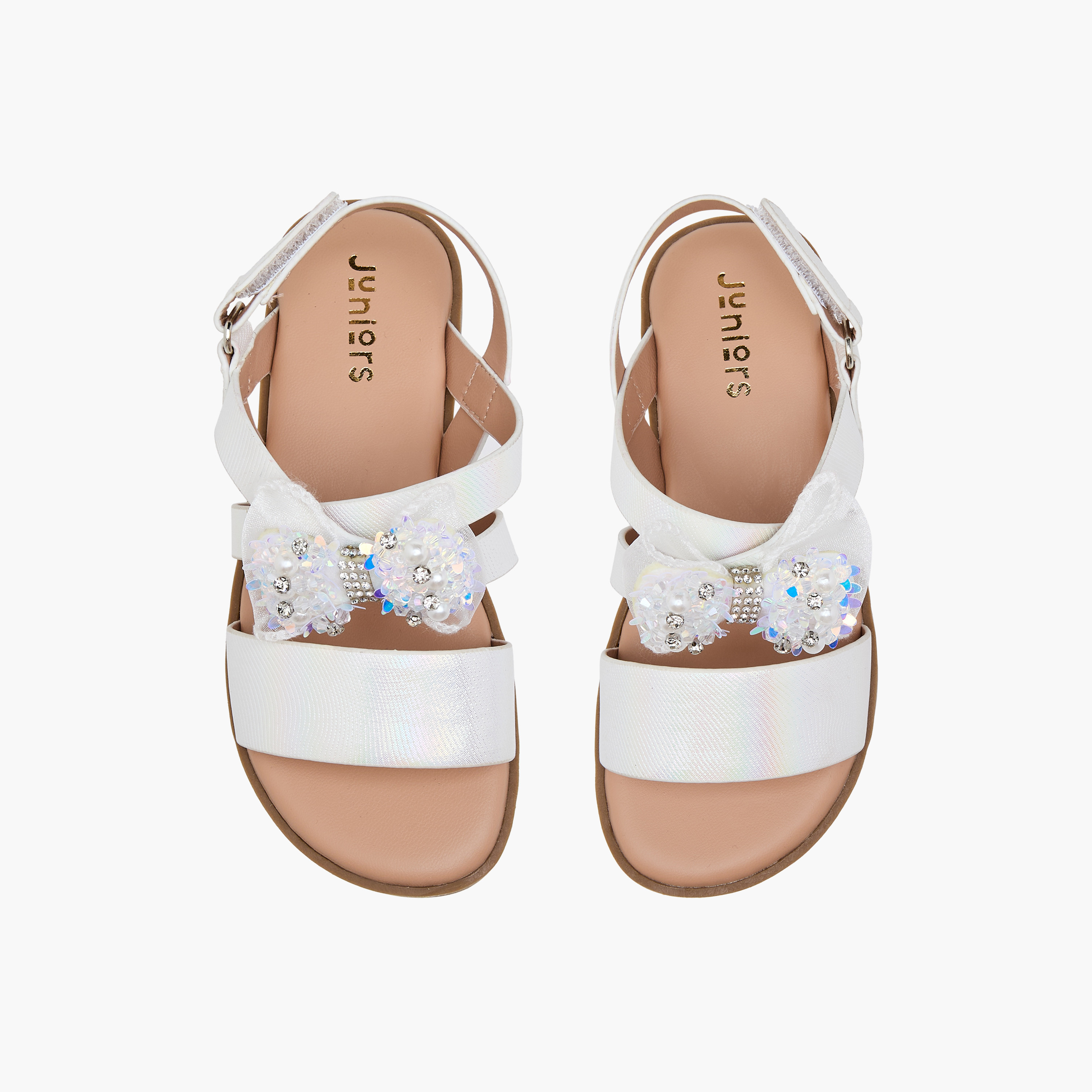 Juniors Solid Open Toe Sandals with Hook and Loop Closure-girls-shoes-sandals-image-1