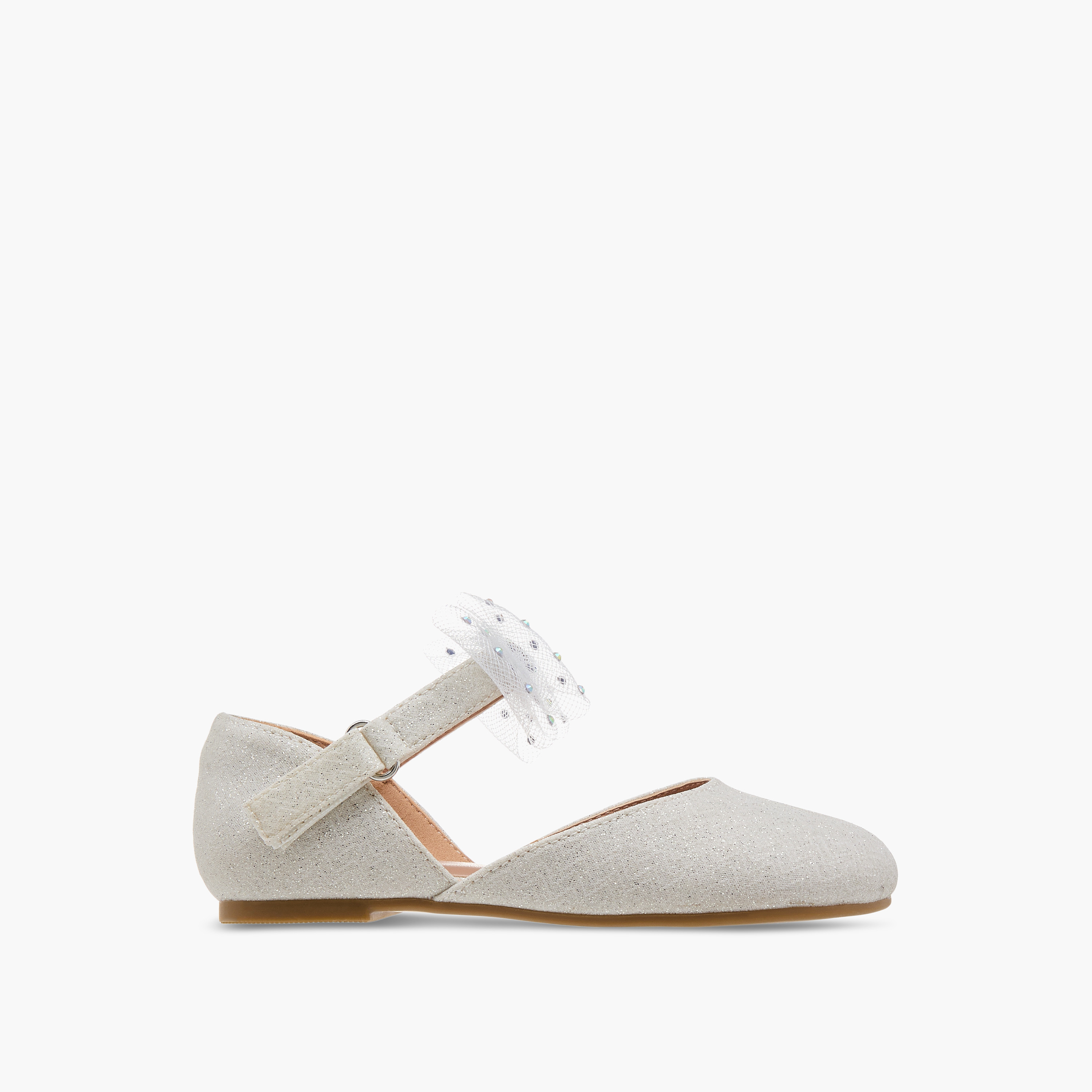 Juniors Embellished Ballerina with Hook and Loop Closure-girls-shoes-ballerinas-image-3