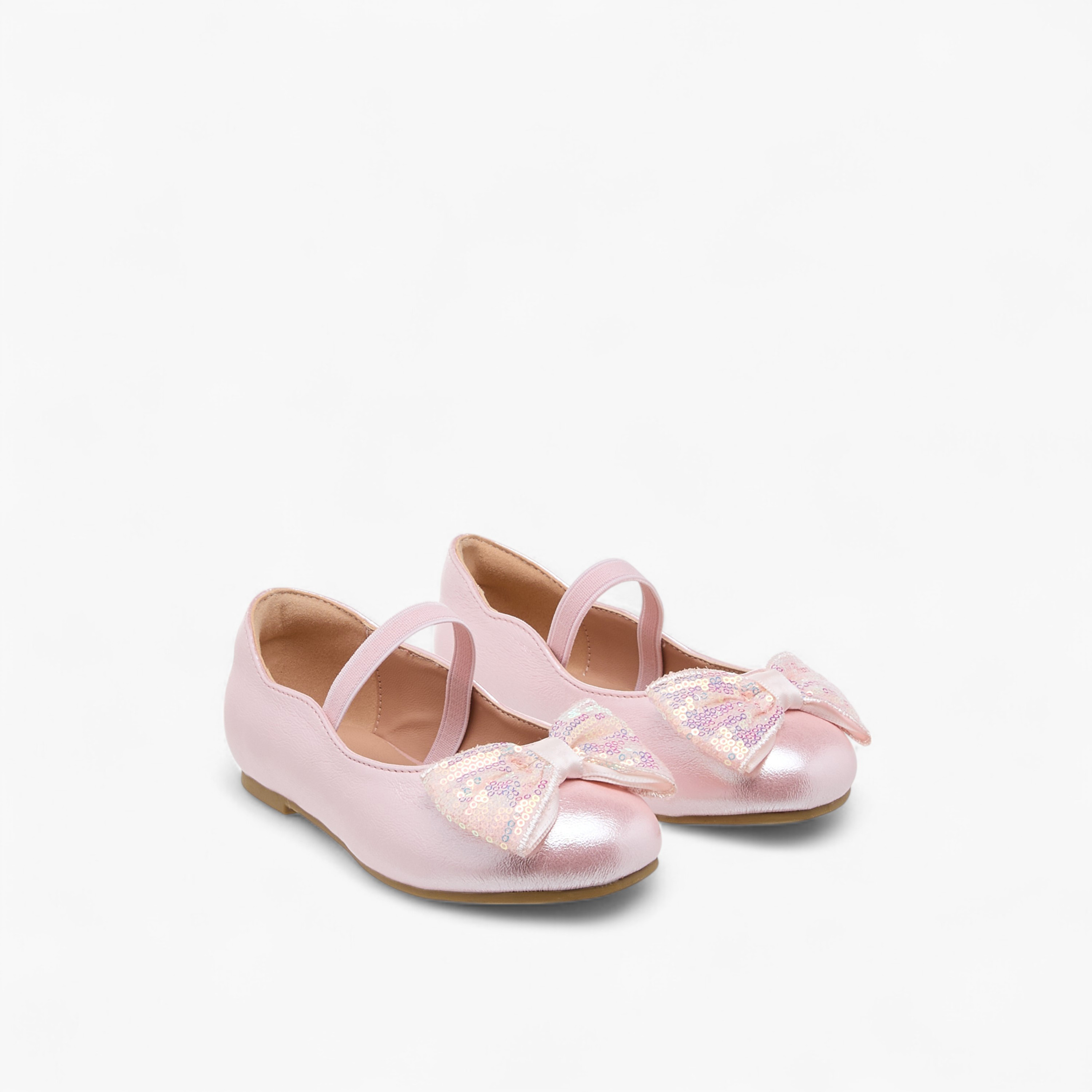 Juniors Bow Accent Ballerina Shoes with Elastic Closure-girls-shoes-ballerinas-image-1