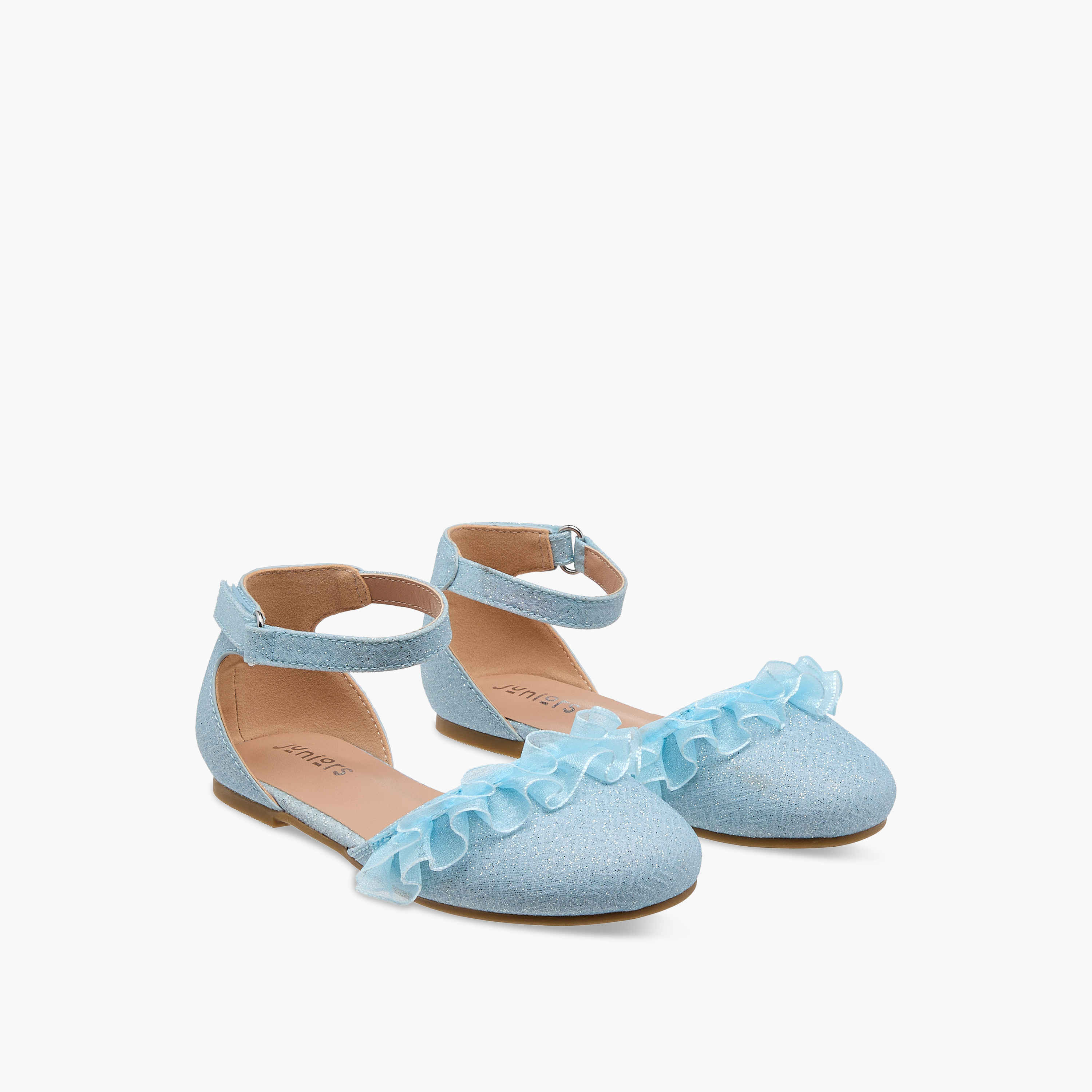 حذاء باليرينا مزين بالجليتر بشريط إغلاق لاصق من جونيورز-girls-shoes-sandals-image-13
