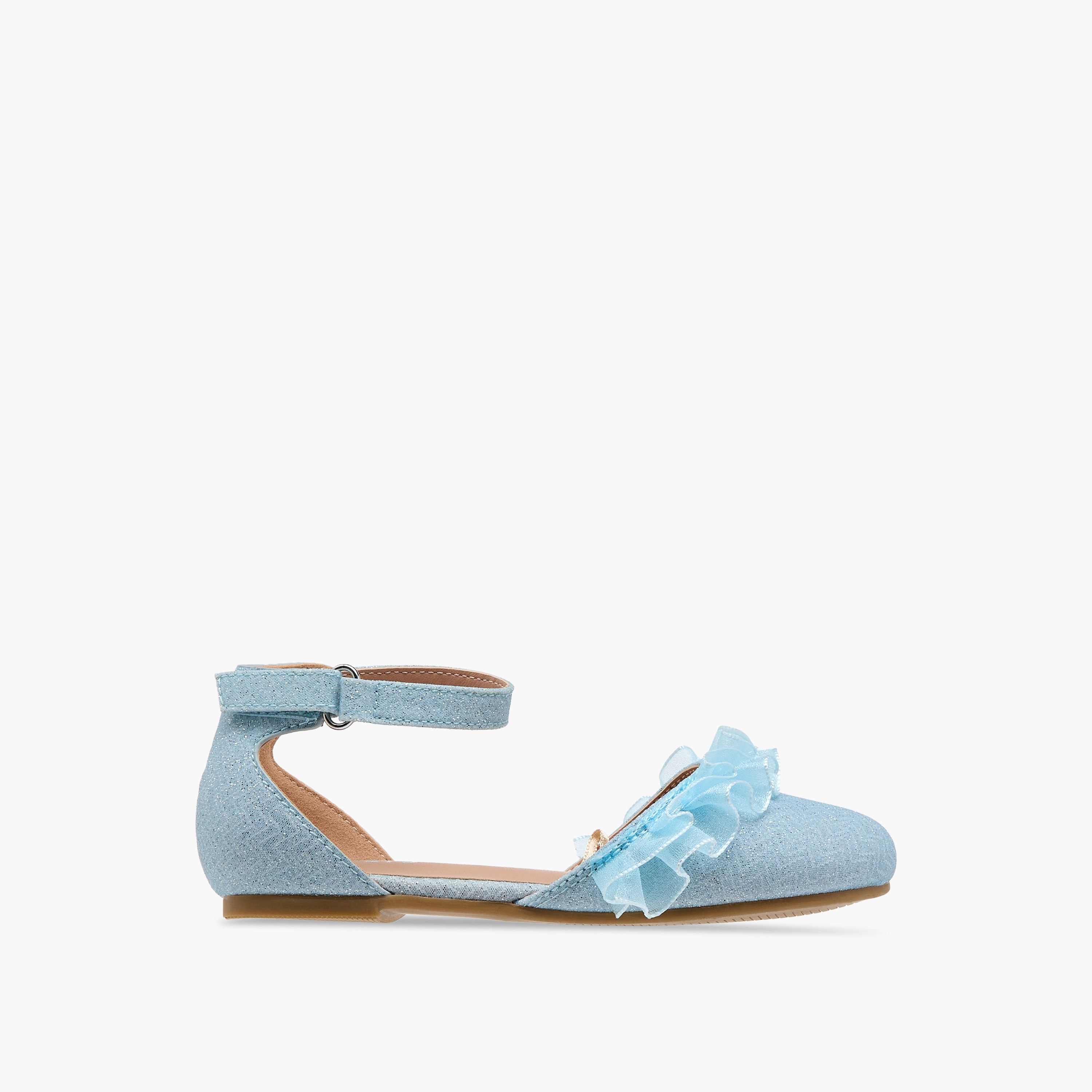 حذاء باليرينا مزين بالجليتر بشريط إغلاق لاصق من جونيورز-girls-shoes-sandals-image-15