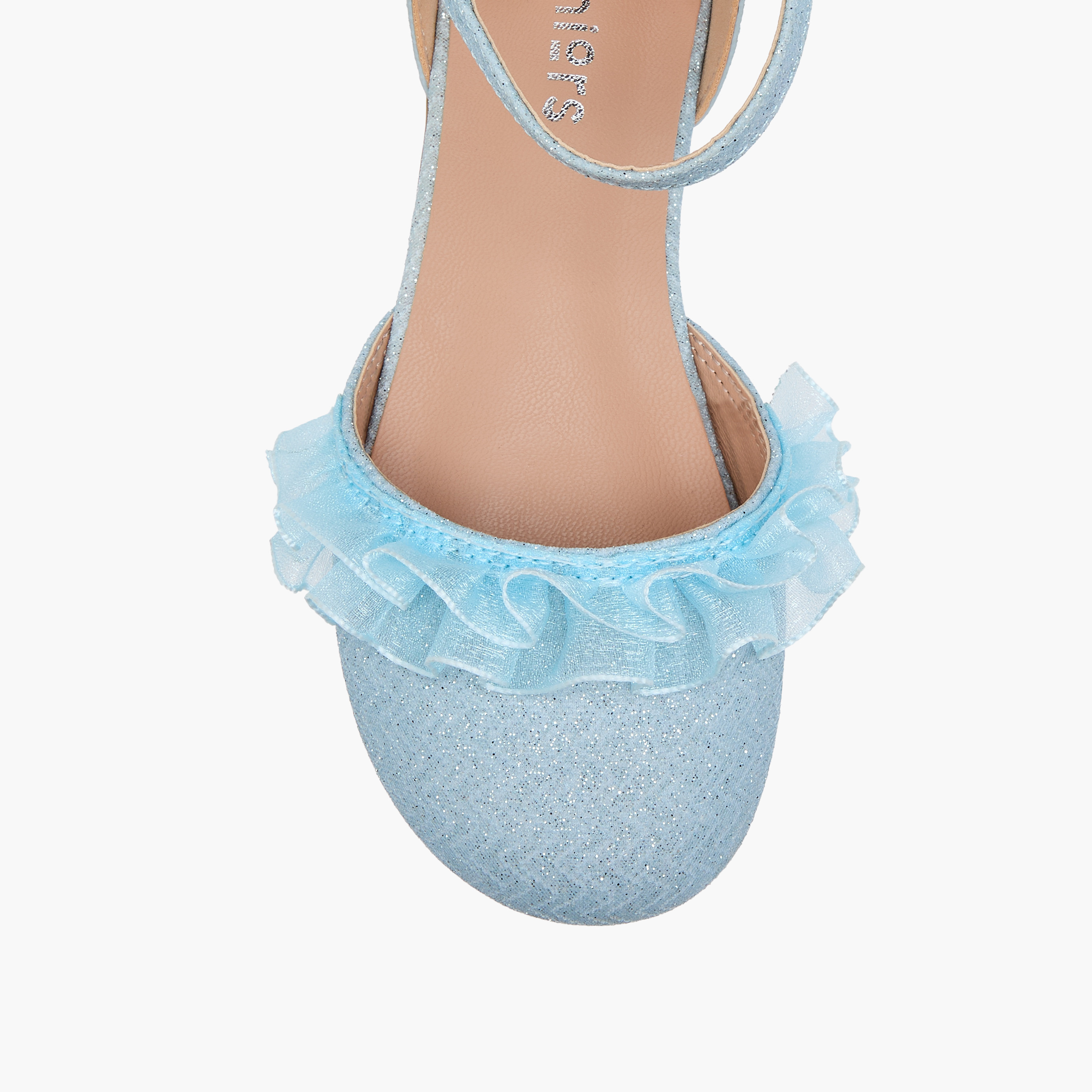 Juniors Glitter Embellished Ballerina Shoes with Hook and Loop Closure-girls-shoes-ballerinas-image-4