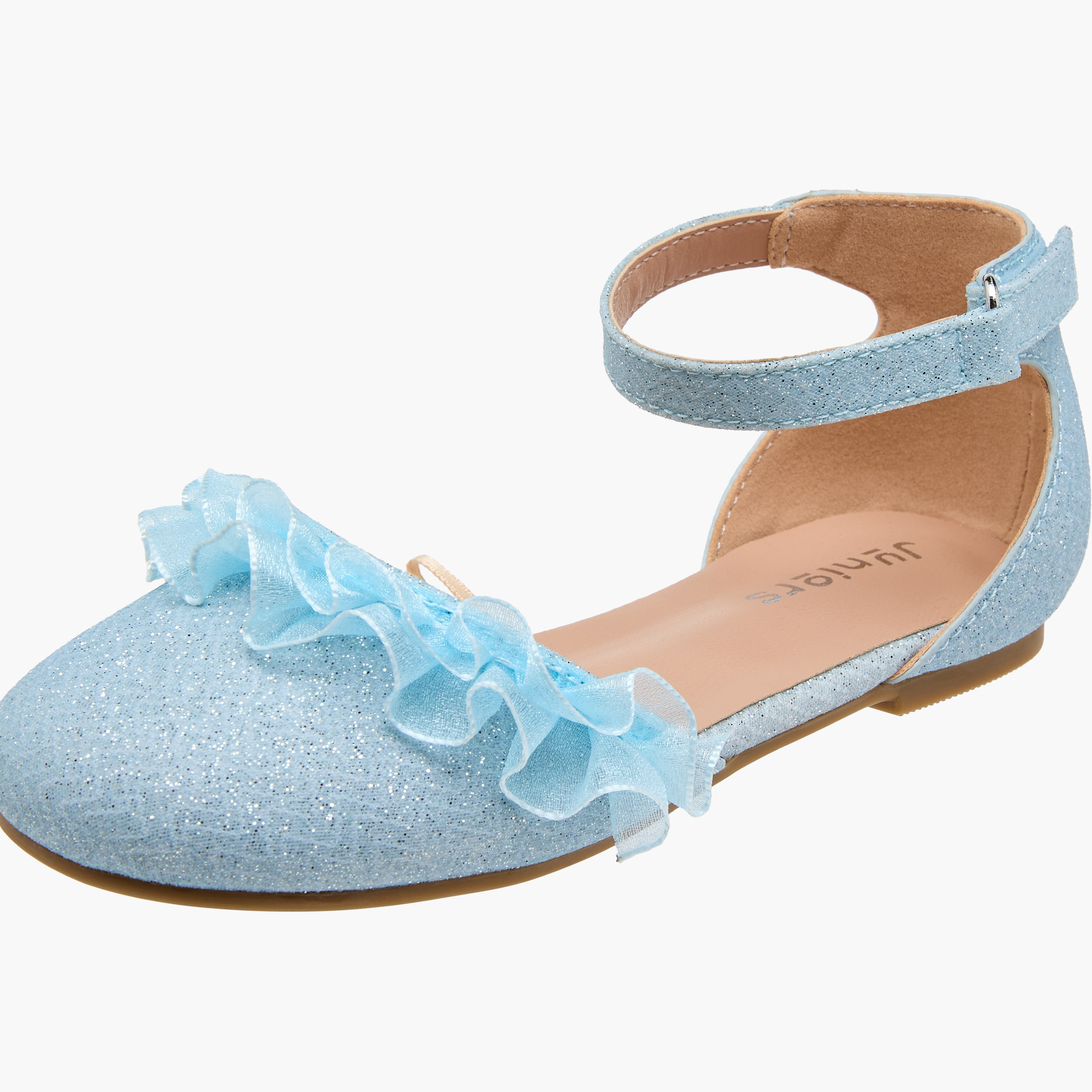 حذاء باليرينا مزين بالجليتر بشريط إغلاق لاصق من جونيورز-girls-shoes-sandals-image-18