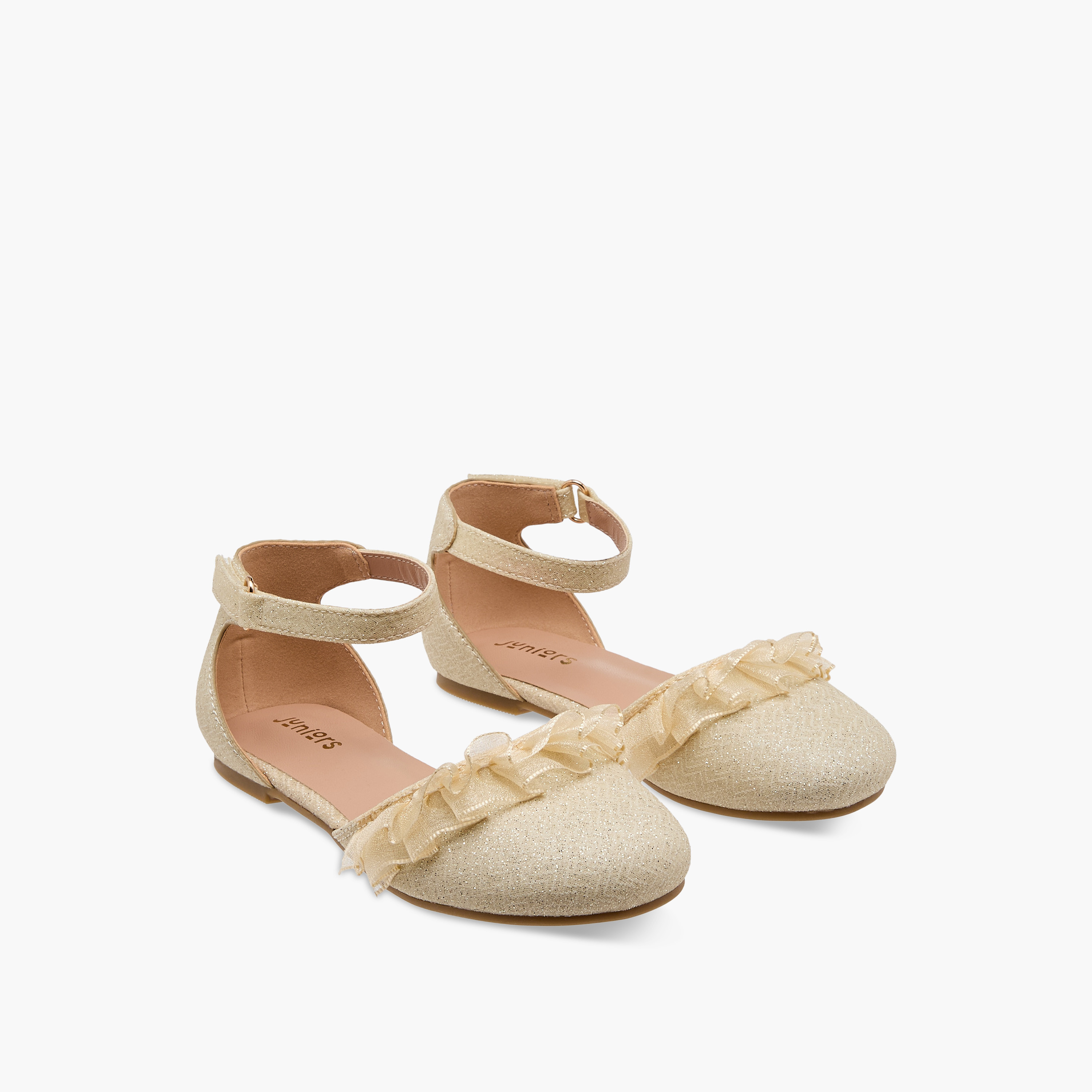 حذاء باليرينا مزين بالجليتر بشريط إغلاق لاصق من جونيورز-girls-shoes-sandals-image-7