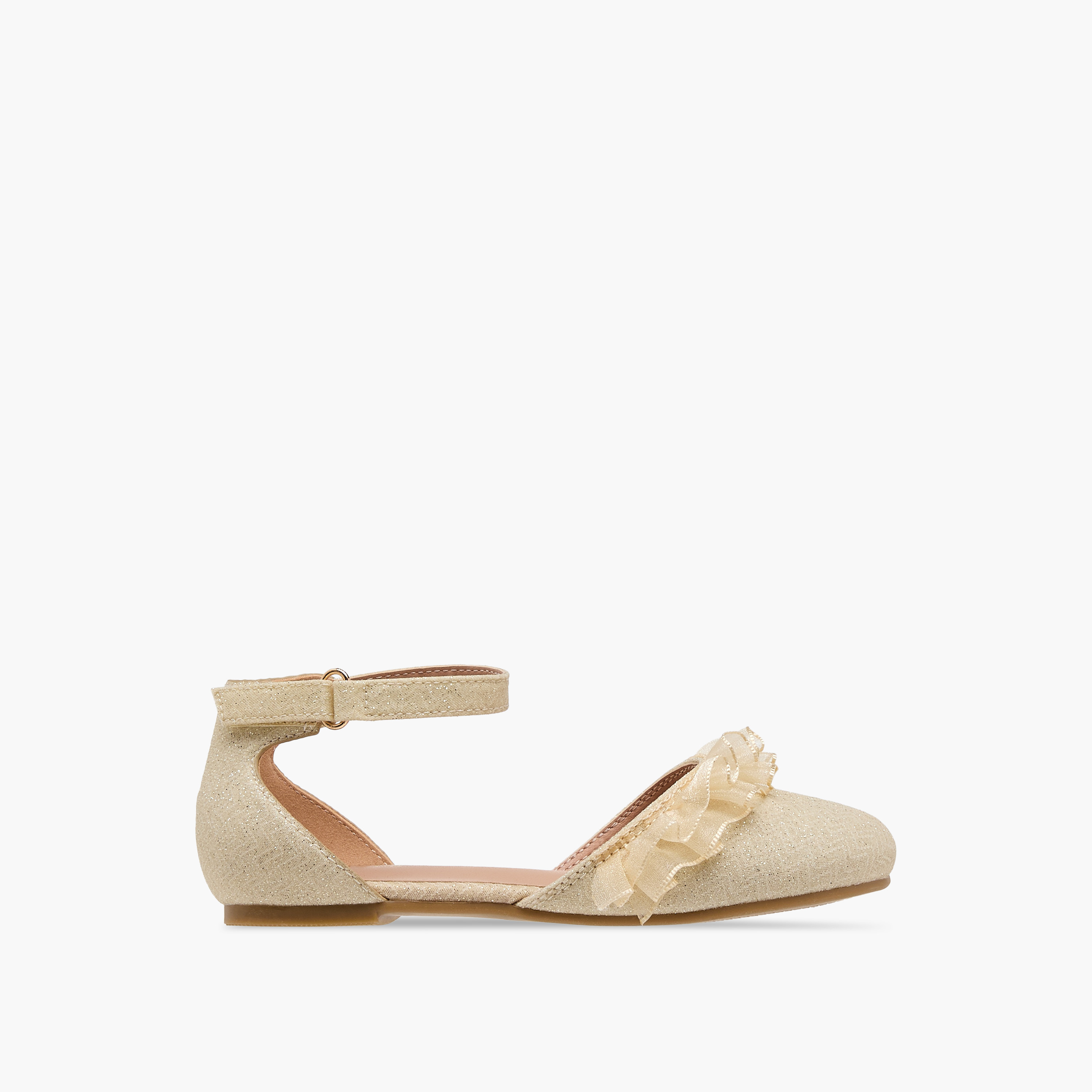 حذاء باليرينا مزين بالجليتر بشريط إغلاق لاصق من جونيورز-girls-shoes-sandals-image-9