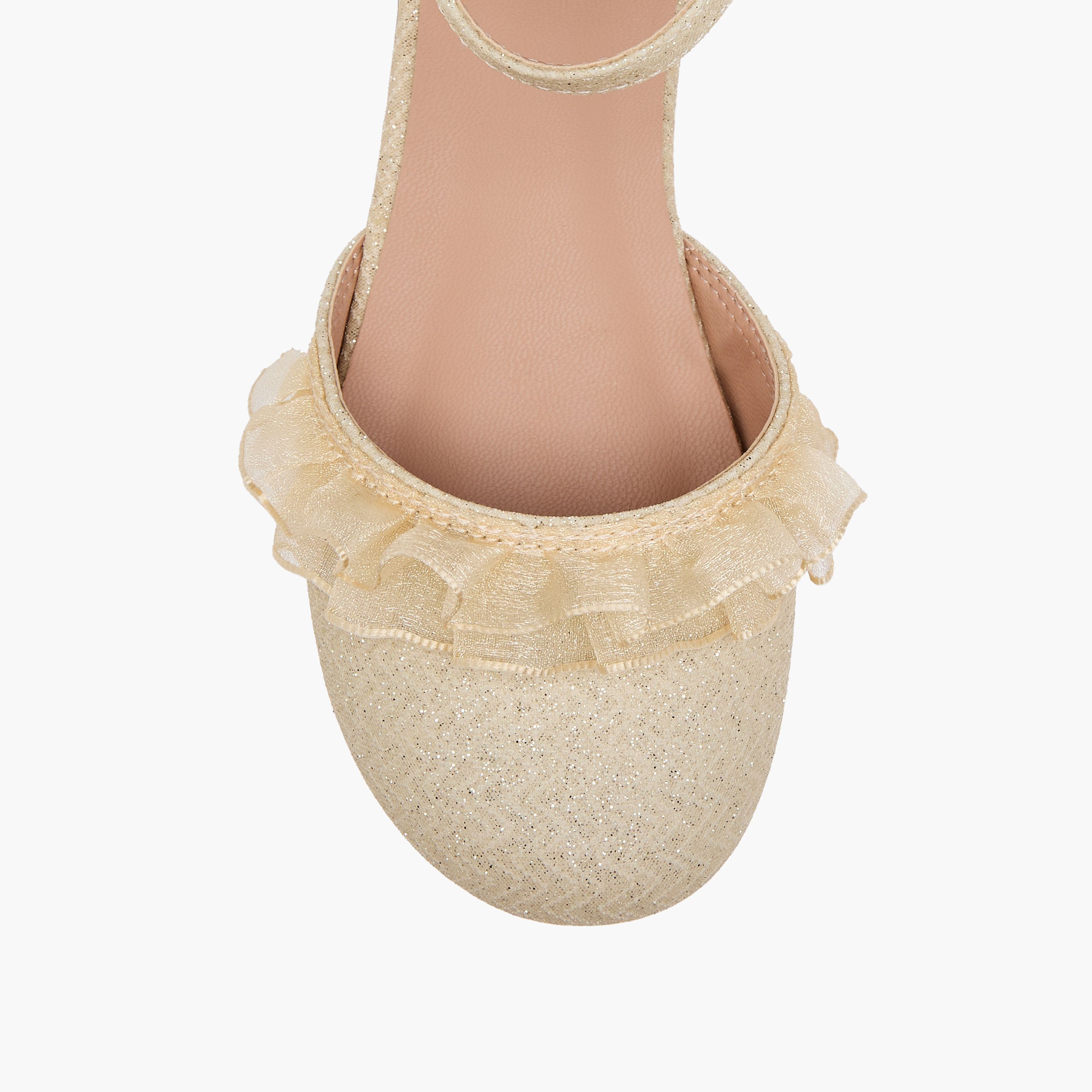 Juniors Glitter Embellished Ballerina Shoes with Hook and Loop Closure-girls-shoes-ballerinas-image-4