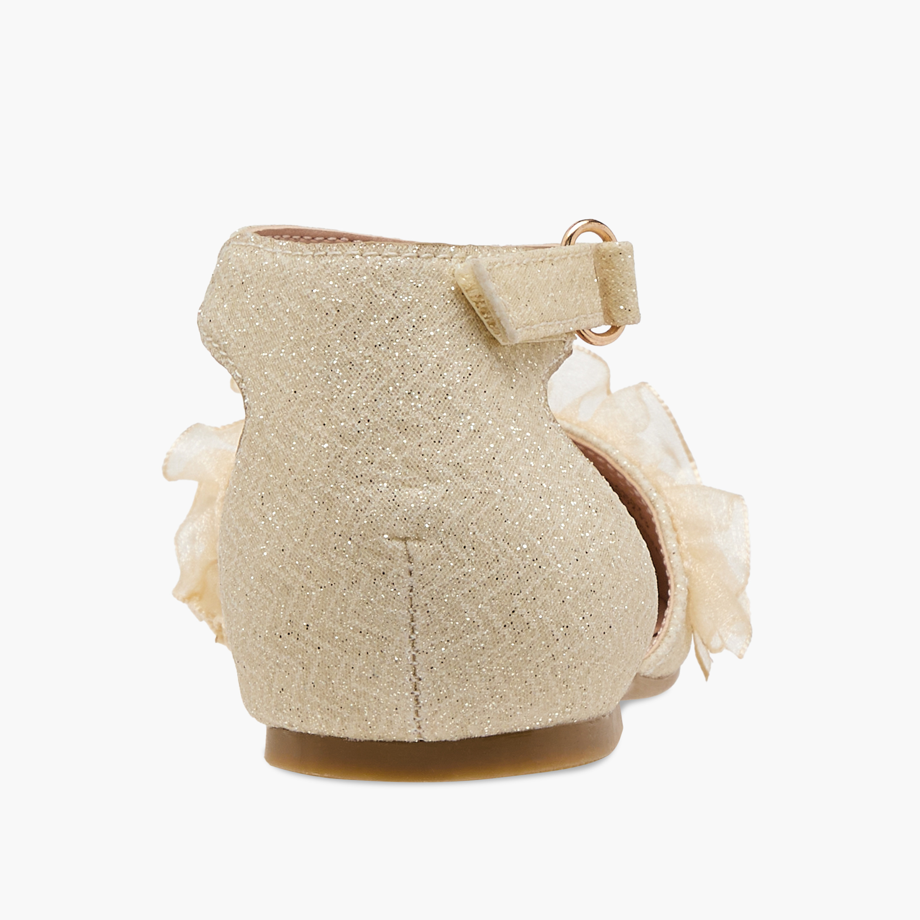 Juniors Glitter Embellished Ballerina Shoes with Hook and Loop Closure-girls-shoes-ballerinas-image-5