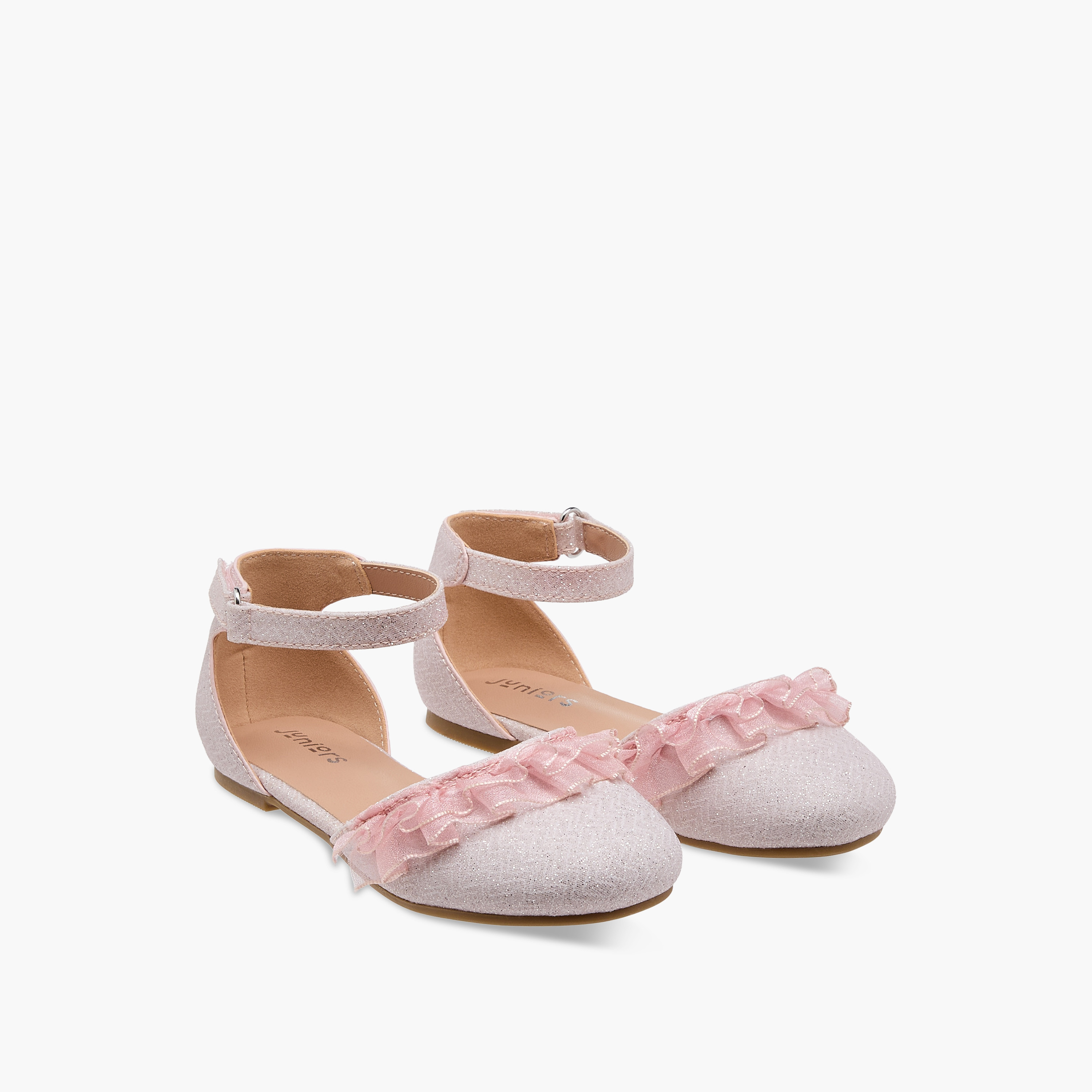 حذاء باليرينا مزين بالجليتر بشريط إغلاق لاصق من جونيورز-girls-shoes-sandals-image-1