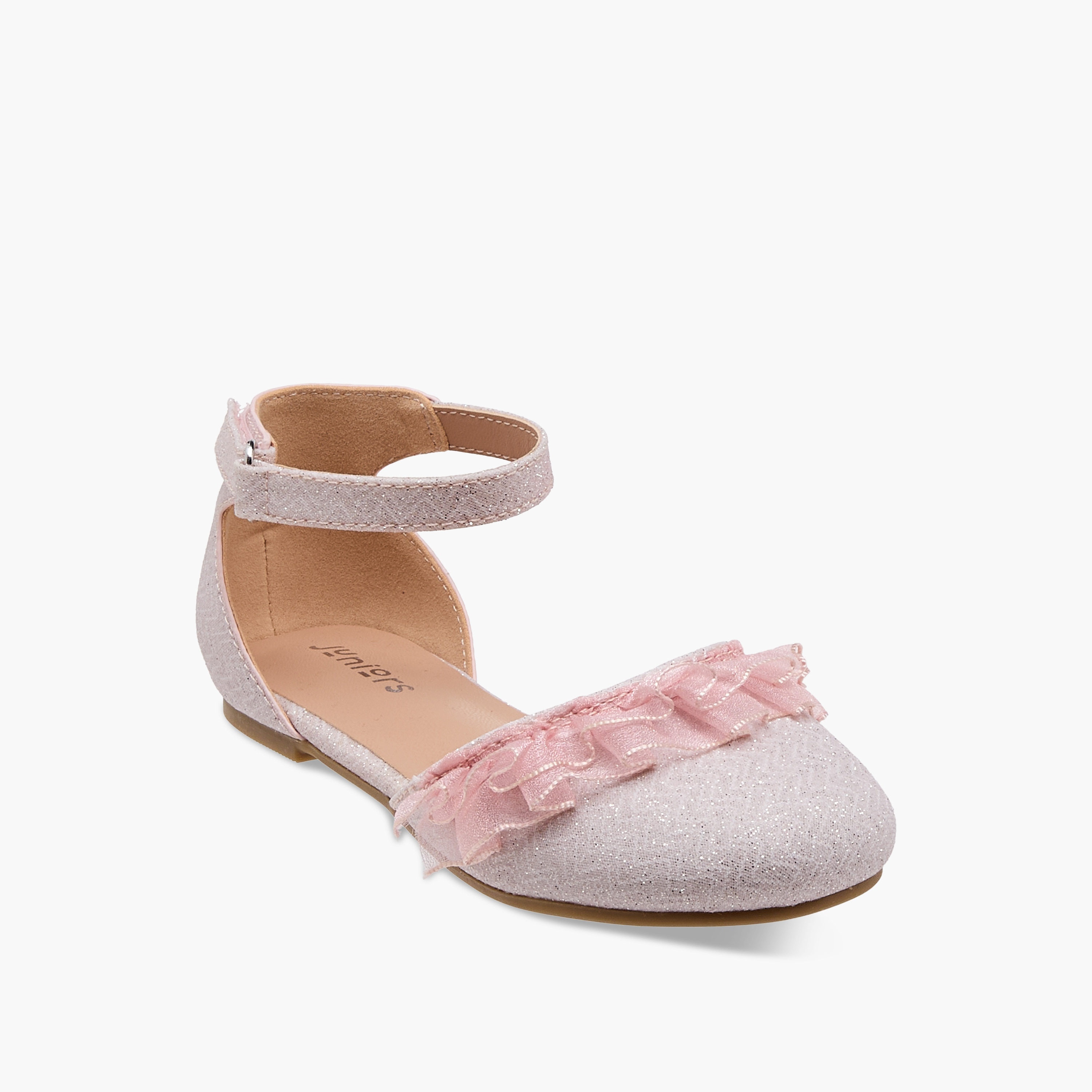 حذاء باليرينا مزين بالجليتر بشريط إغلاق لاصق من جونيورز-girls-shoes-sandals-image-2