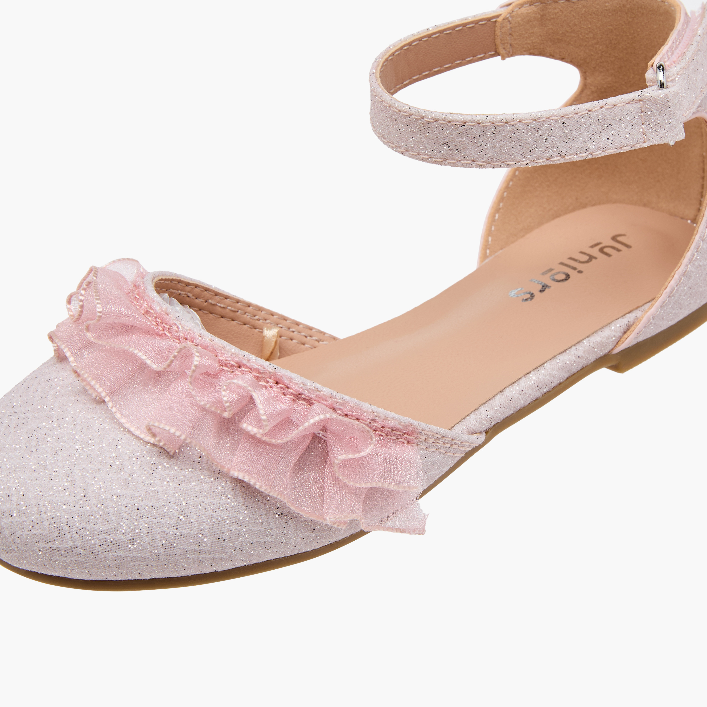 حذاء باليرينا مزين بالجليتر بشريط إغلاق لاصق من جونيورز-girls-shoes-sandals-image-6