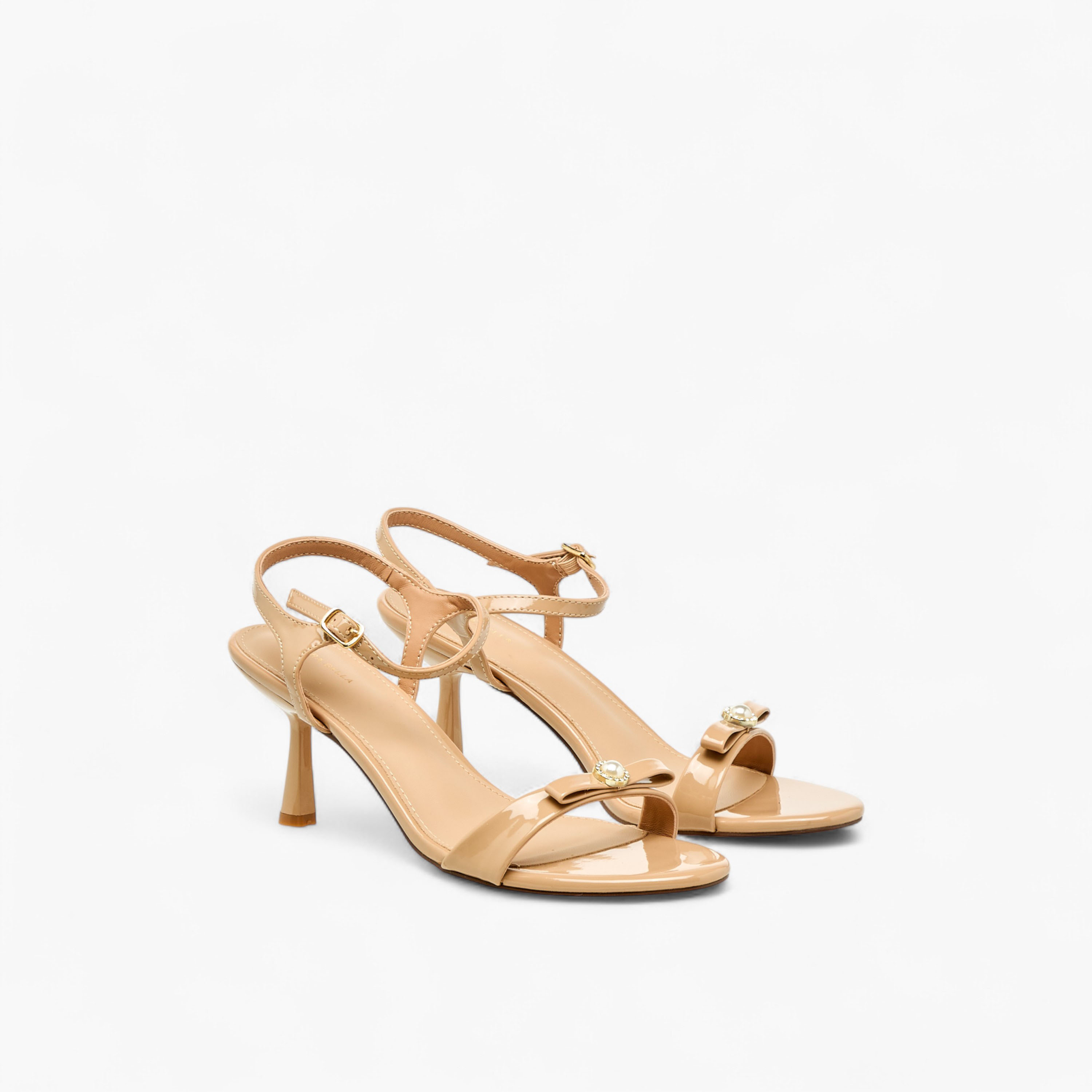 Flora Bella Womens Bow Detail Flared Heel Strap Sandals-women-shoes-sandals-heeled-image-1