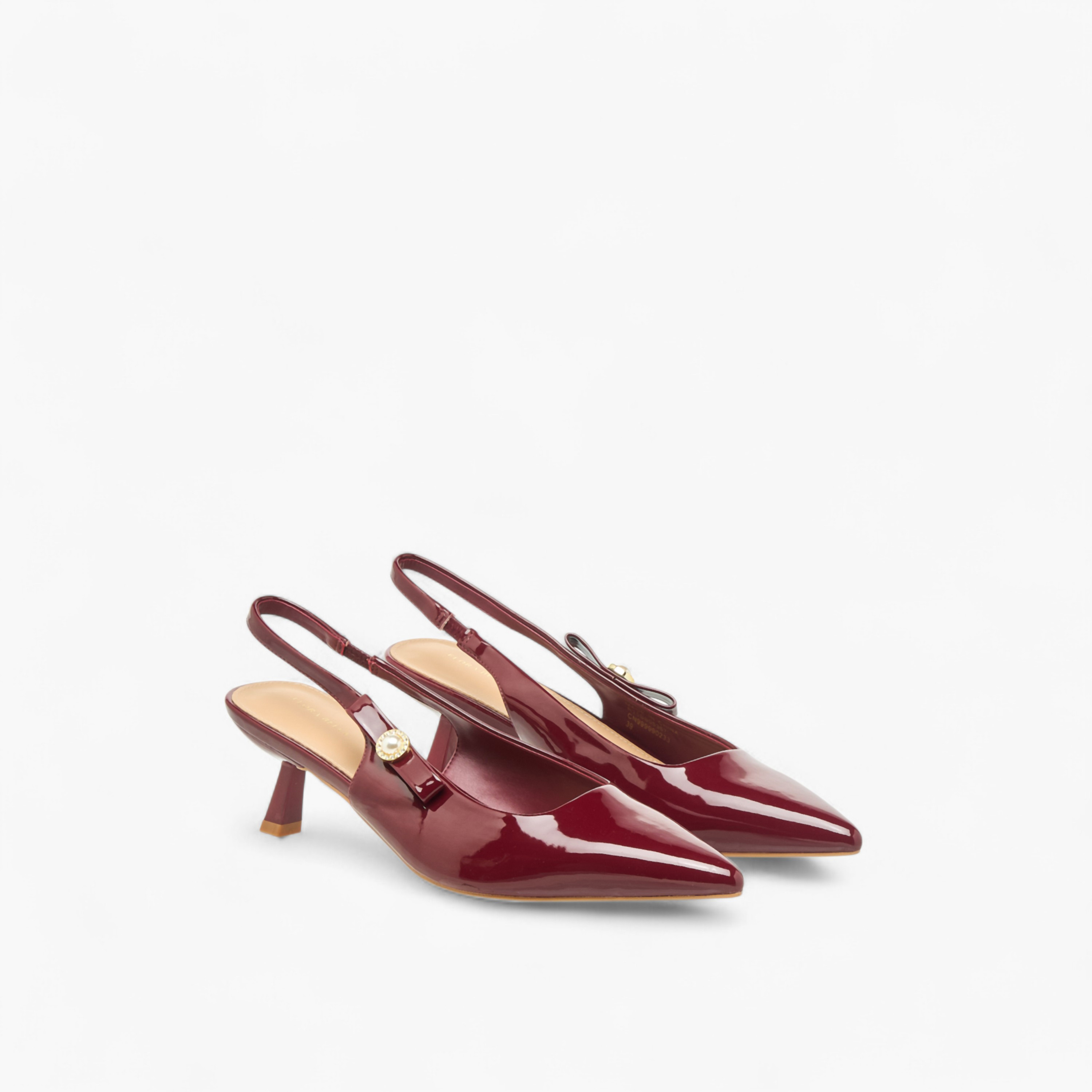 حذاء بحزام خلفي وكعب مدبب وتفاصيل فيونكة للنساء من فلورا بيلا-women-shoes-heels-image-1