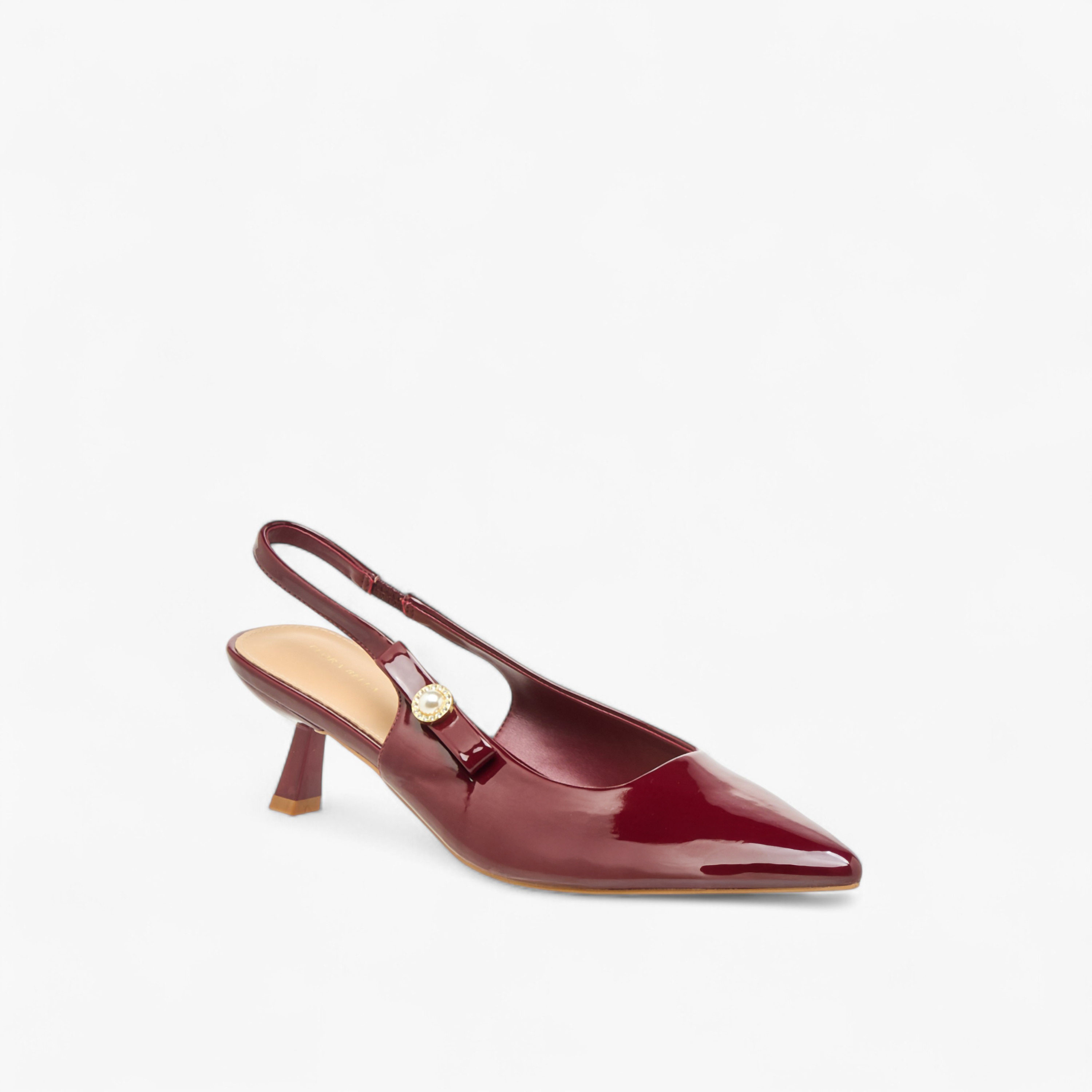 حذاء بحزام خلفي وكعب مدبب وتفاصيل فيونكة للنساء من فلورا بيلا-women-shoes-heels-image-2